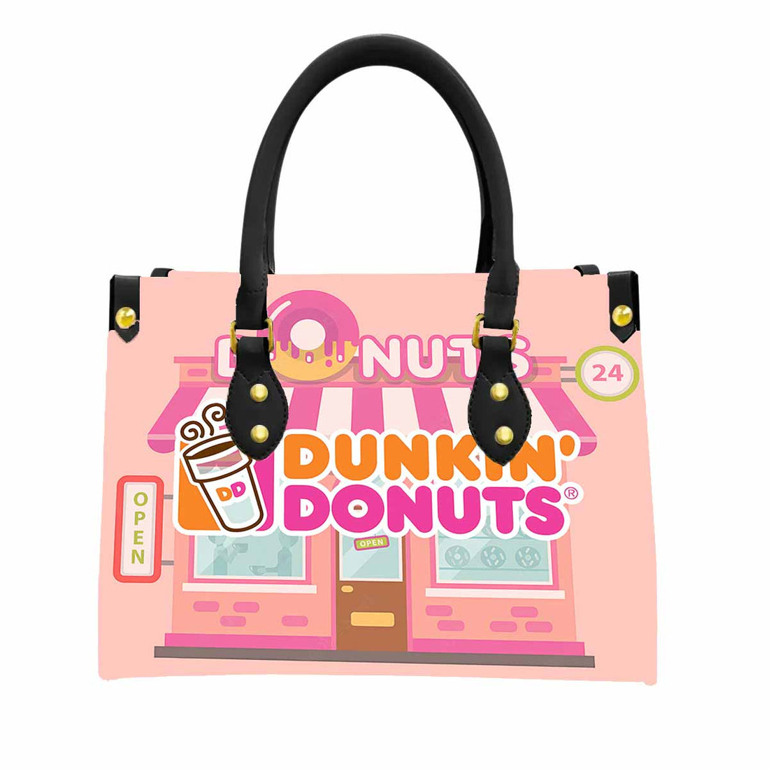 Dunkin' Donuts Women Tote Bag with Black Handles