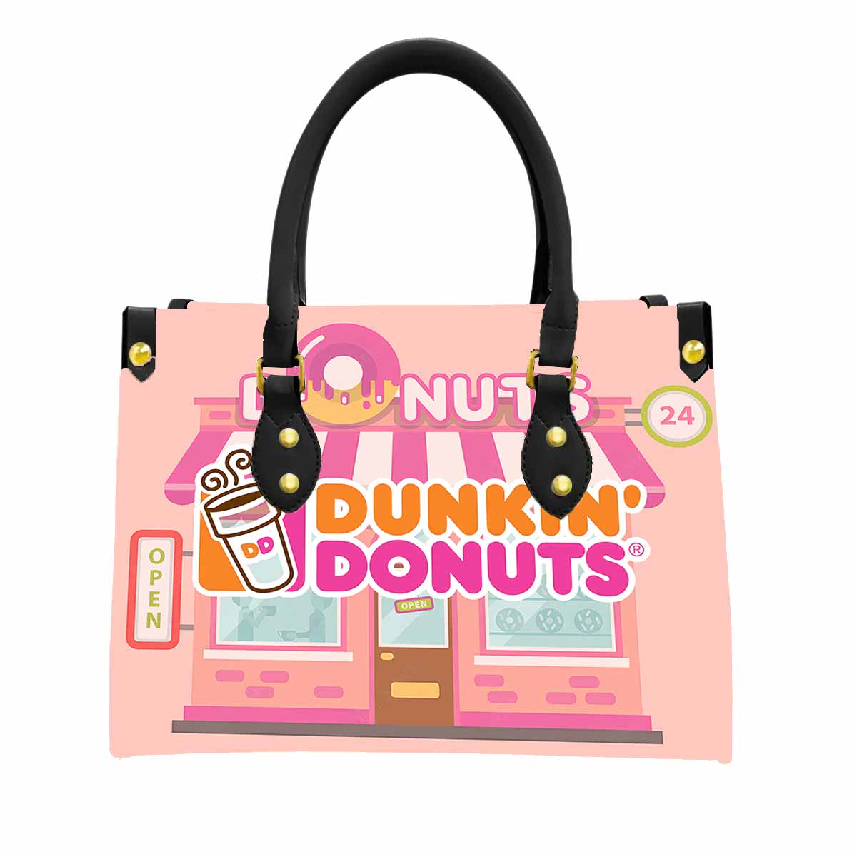 Dunkin' Donuts Women Tote Bag with Black Handles