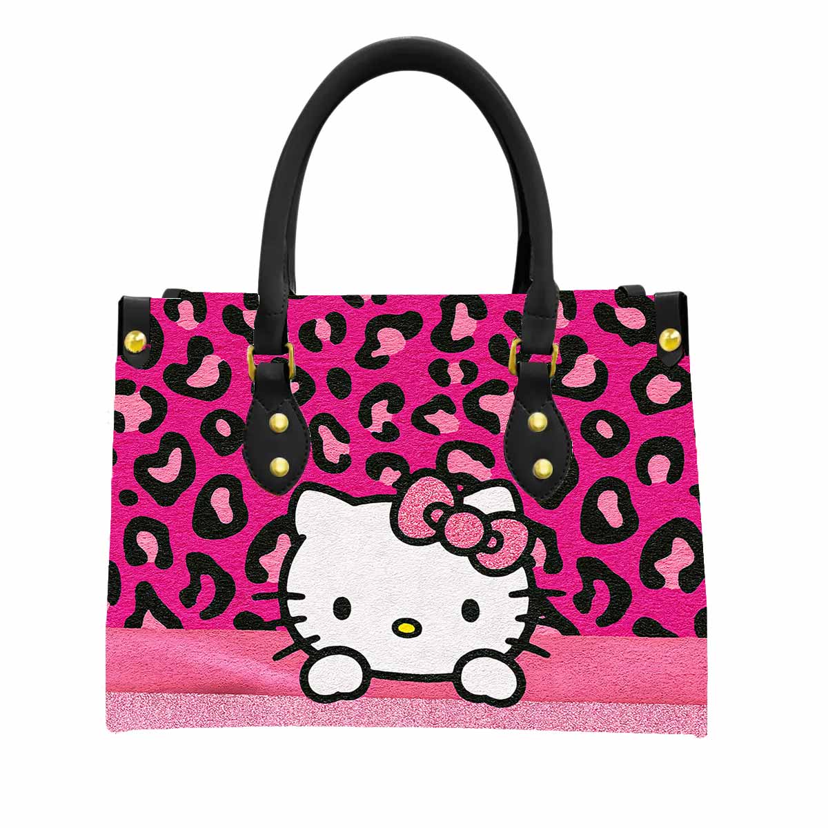 Hello Kitty Pink Bow Women Tote Bag with Black Handles