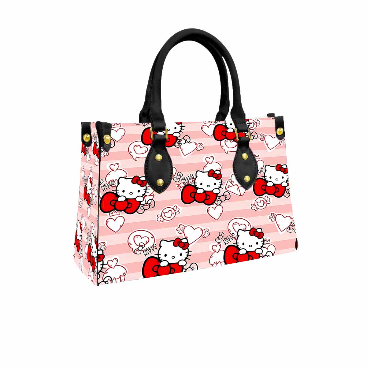 Hello Kitty Cute Bow Women Tote Bag with Black Handles