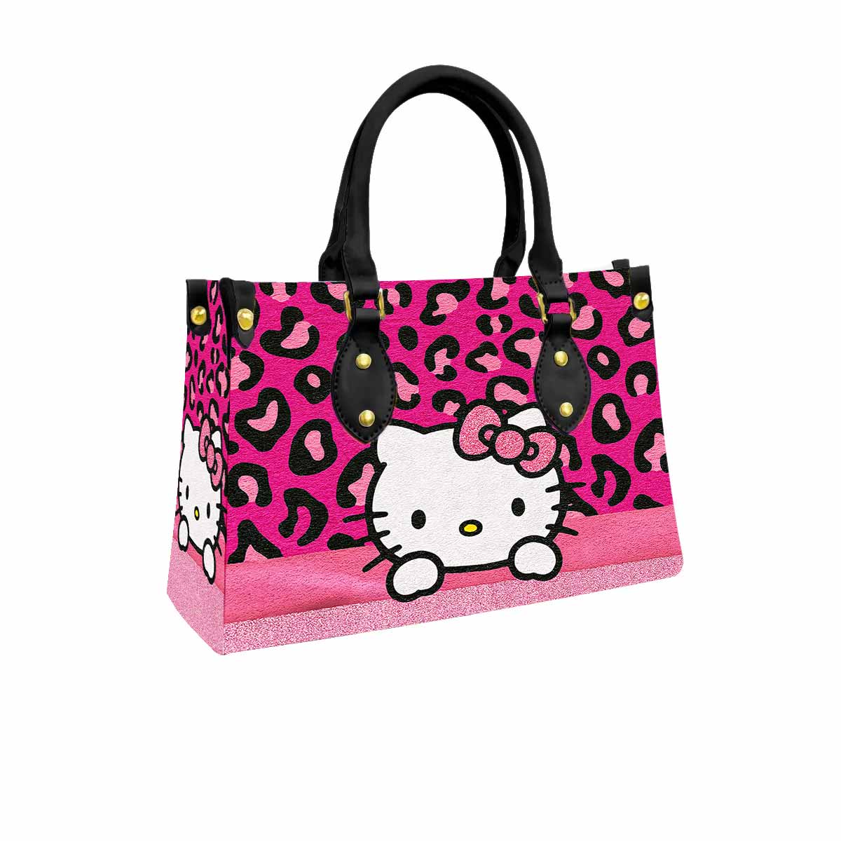 Hello Kitty Pink Bow Women Tote Bag with Black Handles