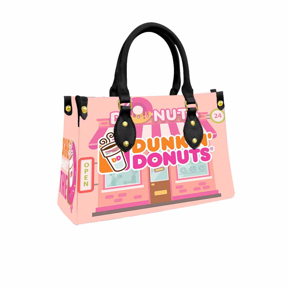 Dunkin' Donuts Women Tote Bag with Black Handles