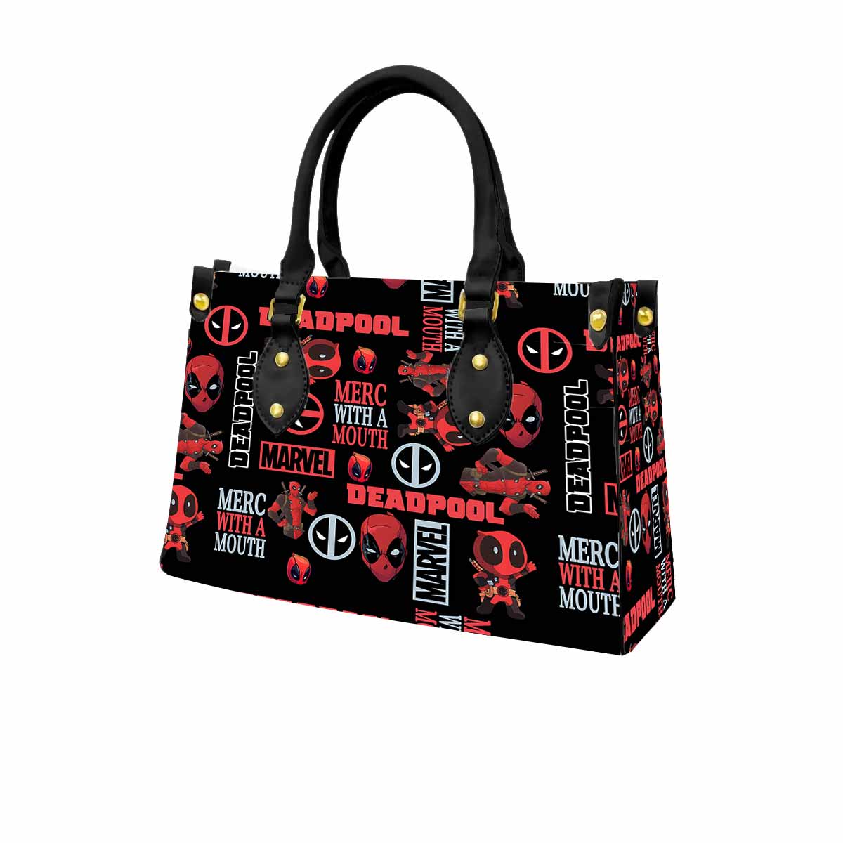 Deadpool Merc with a Mouth Women Tote Bag with Black Handles