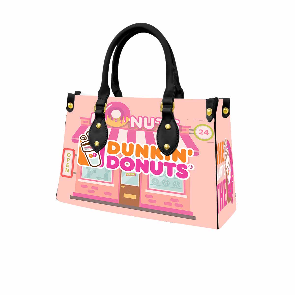 Dunkin' Donuts Women Tote Bag with Black Handles