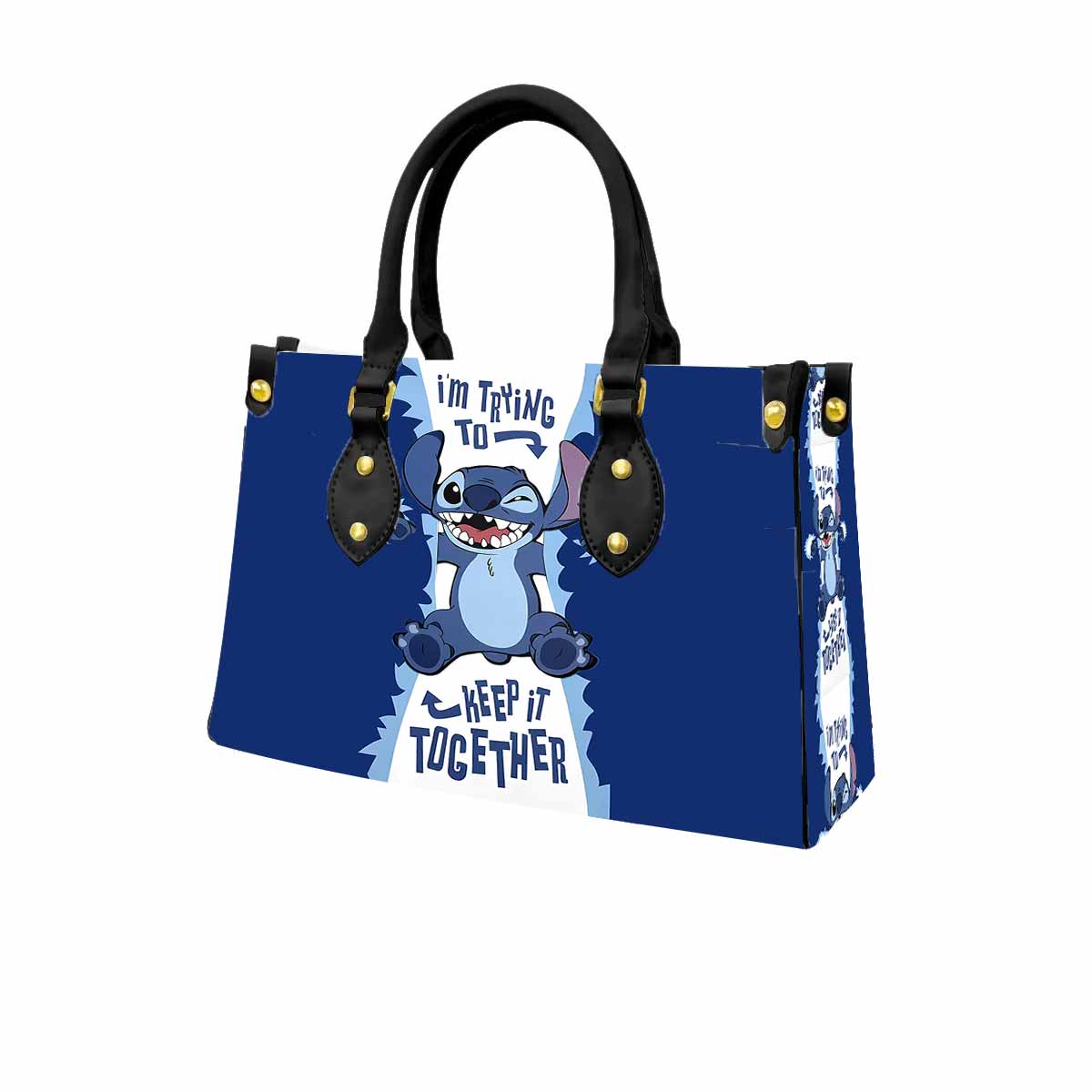 Stitch Keep it Together Women Tote Bag with Black Handles