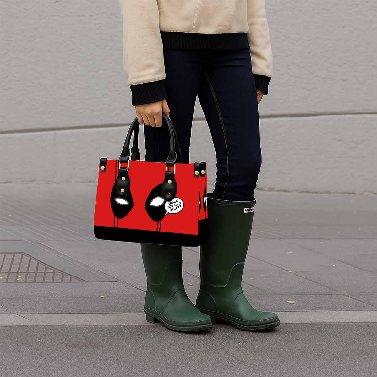 Deadpool Would You Just Relax Women Tote Bag with Black Handles