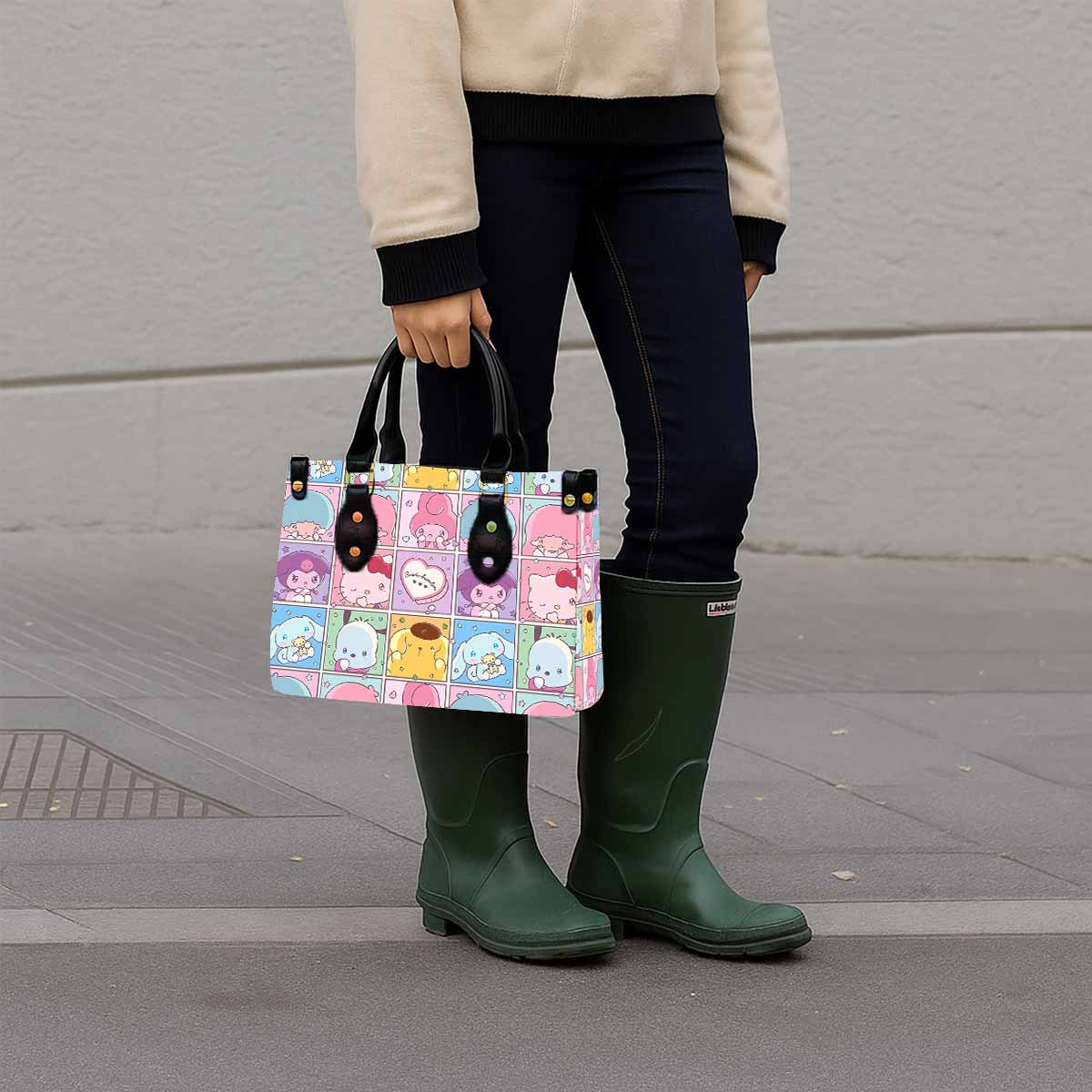 Hello Kitty And Friends Women Tote Bag with Black Handles