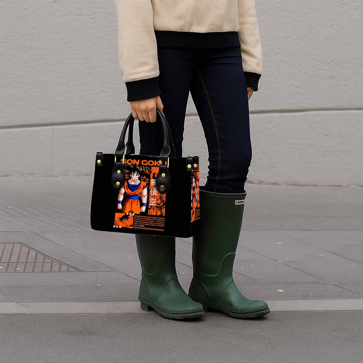 Dragon Ball Son Goku Women Tote Bag with Black Handles