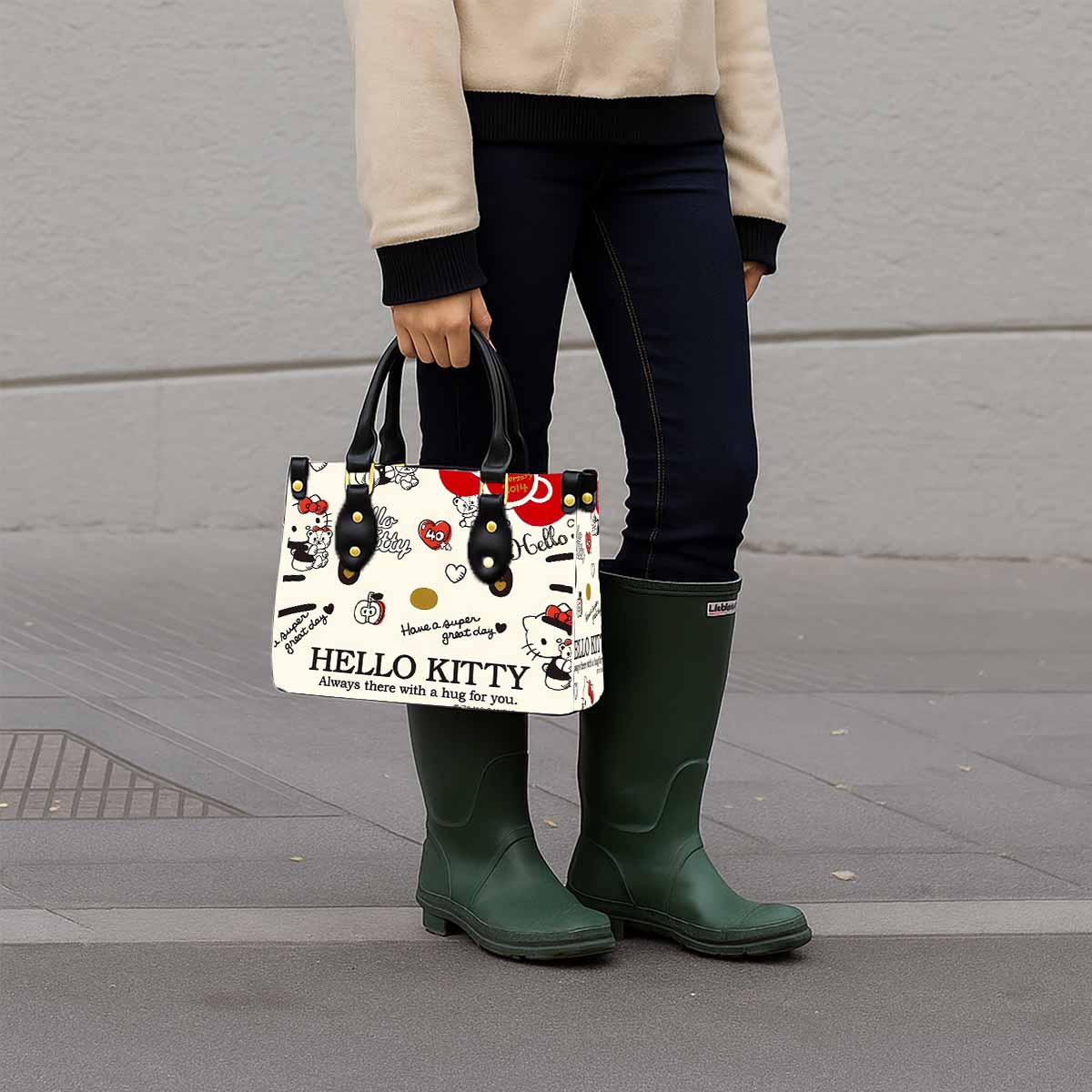 Hello Kitty 40th Anniversary Women Tote Bag with Black Handles