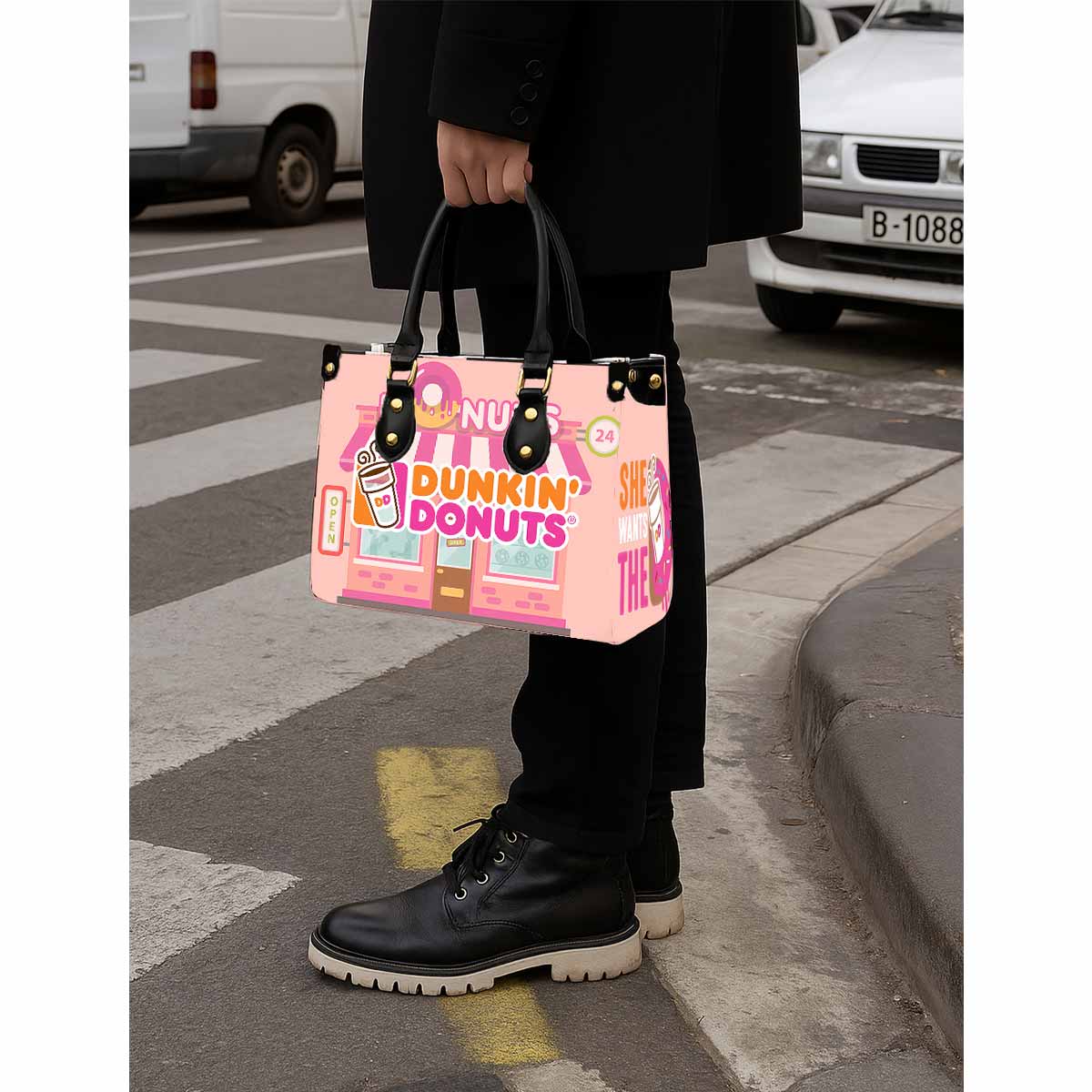 Dunkin' Donuts Women Tote Bag with Black Handles