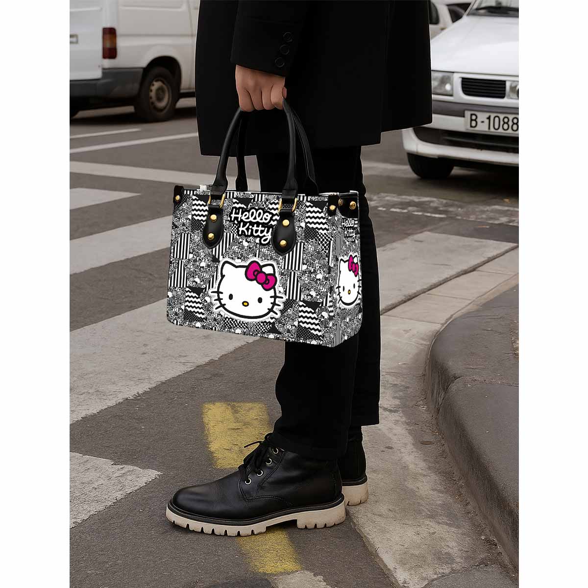 Sanario Hello Kitty Women Tote Bag with Black Handles