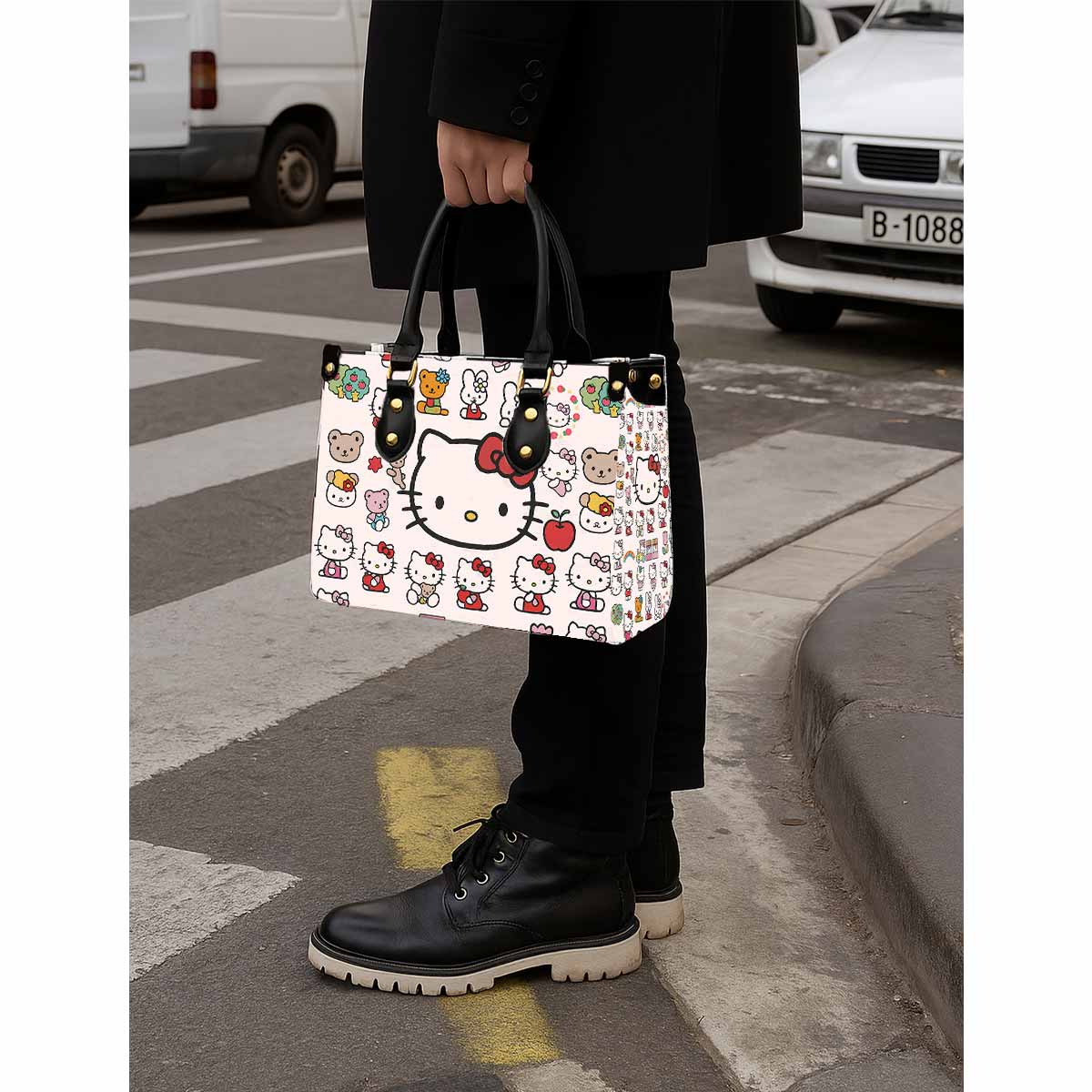 Hello Kitty Cute Pink Women Tote Bag with Black Handles