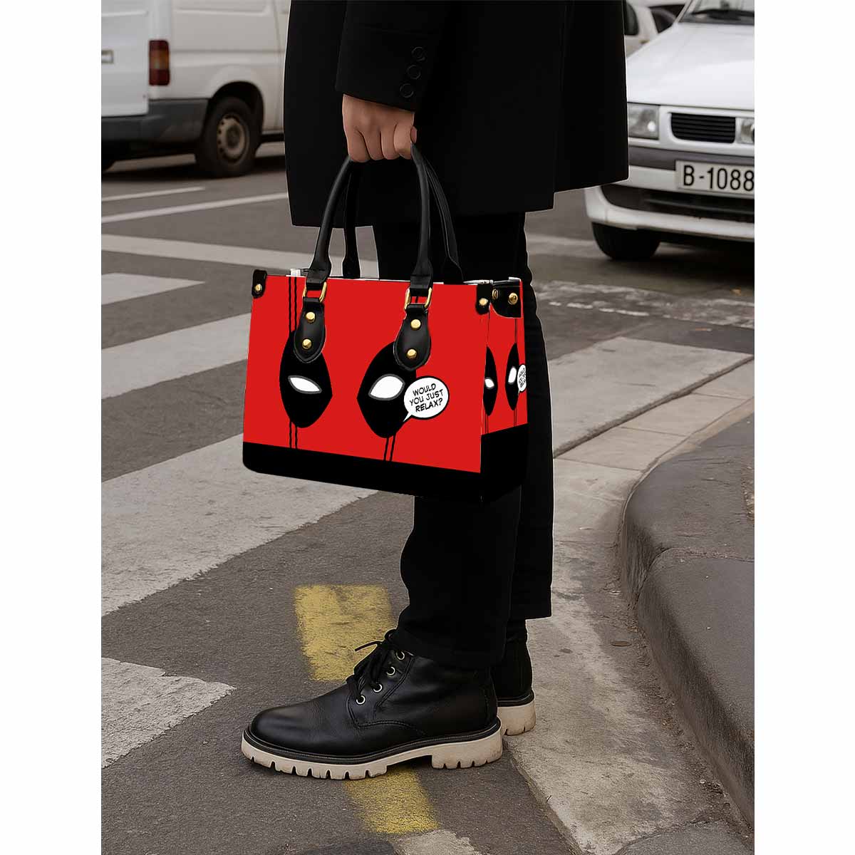 Deadpool Would You Just Relax Women Tote Bag with Black Handles