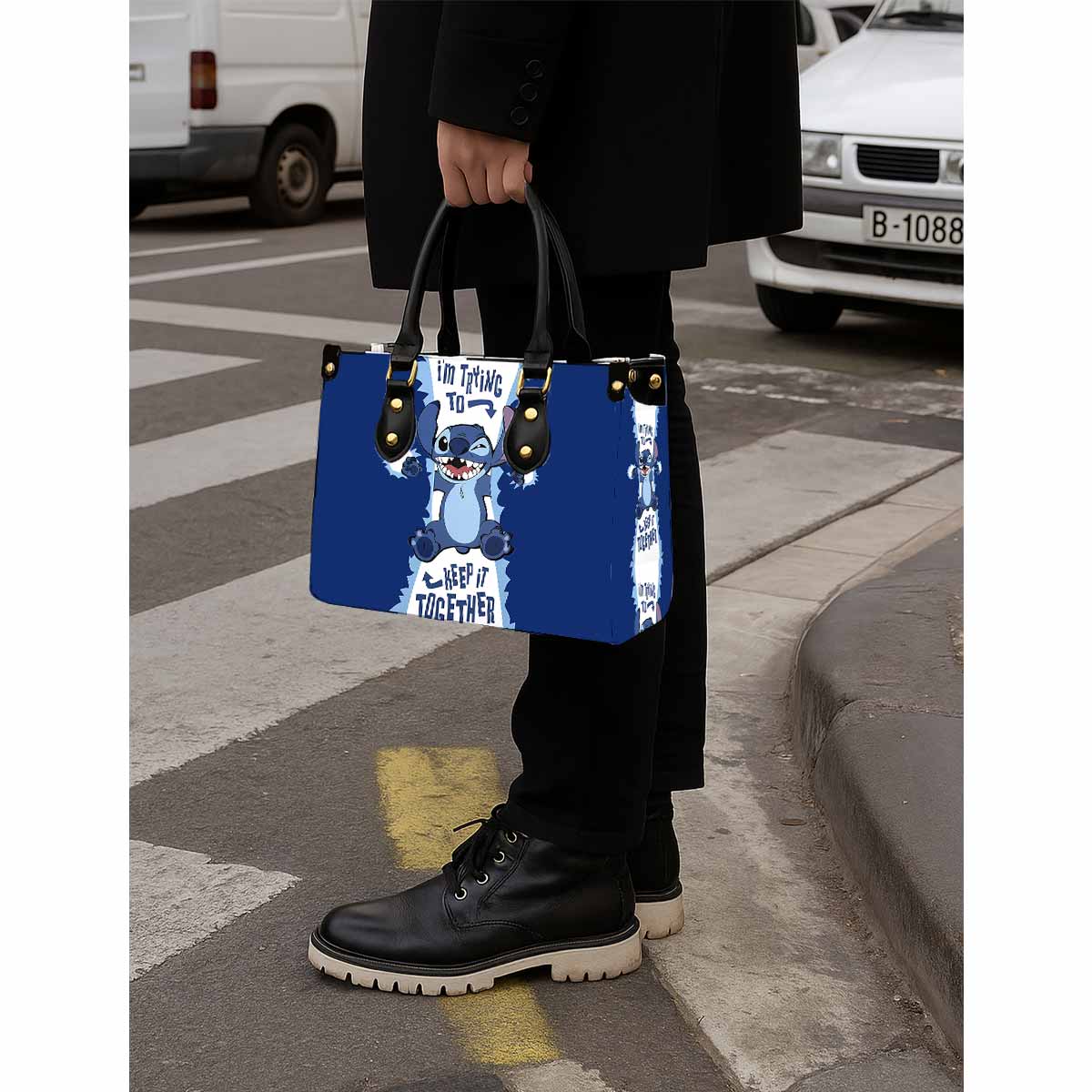 Stitch Keep it Together Women Tote Bag with Black Handles