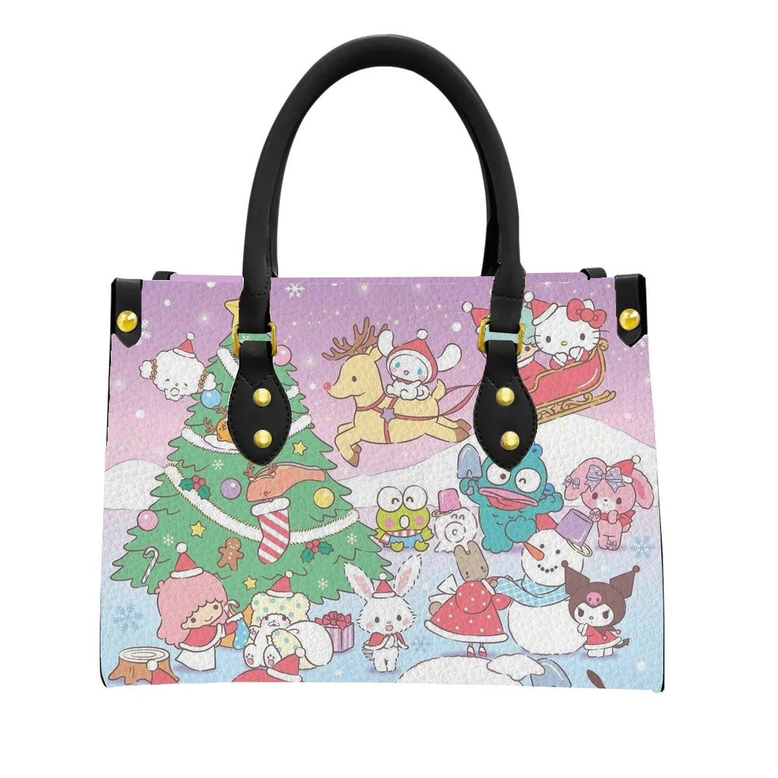 Christmas Hello Kitty Women Tote Bag with Black Handles - Image 1