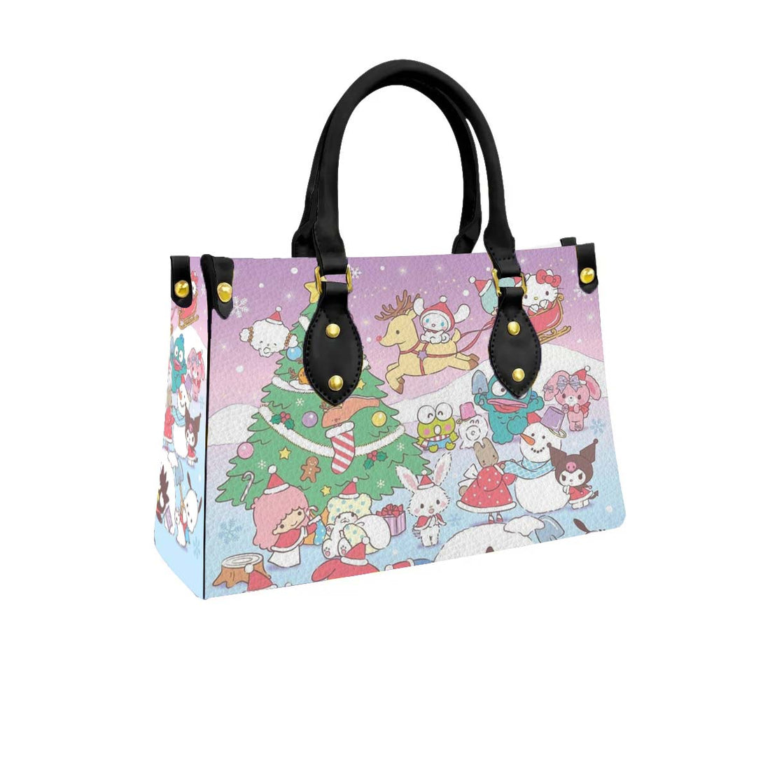 Christmas Hello Kitty Women Tote Bag with Black Handles - Image 1