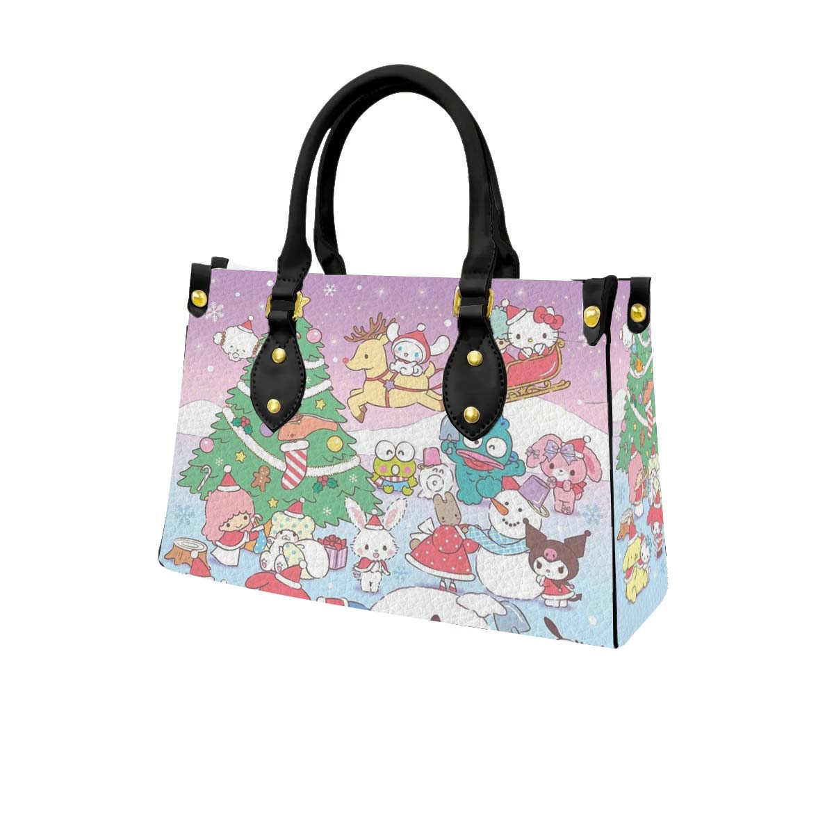 Christmas Hello Kitty Women Tote Bag with Black Handles - Image 3