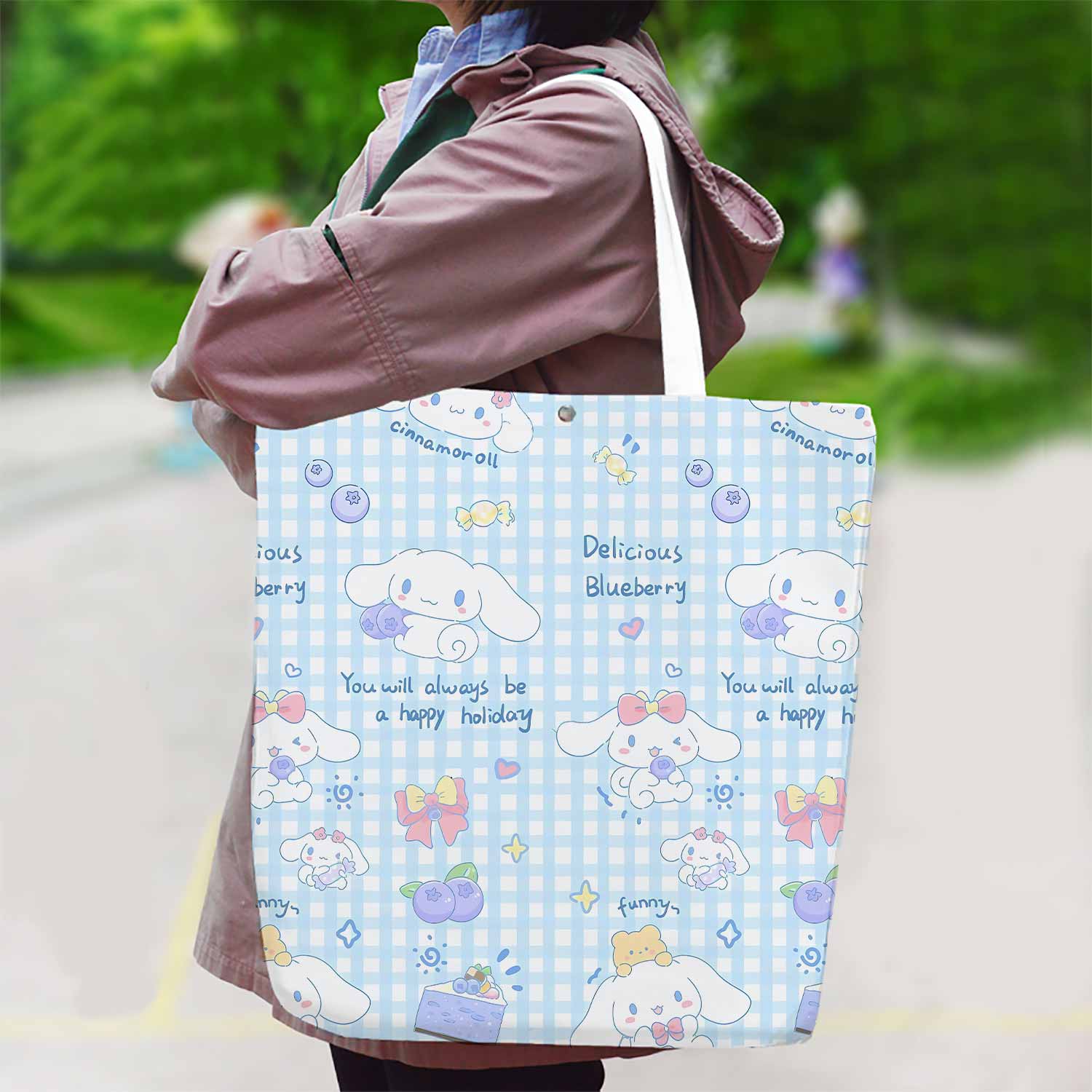 Cinnamoroll Blueberry Canvas Bag with Shoulder Strap