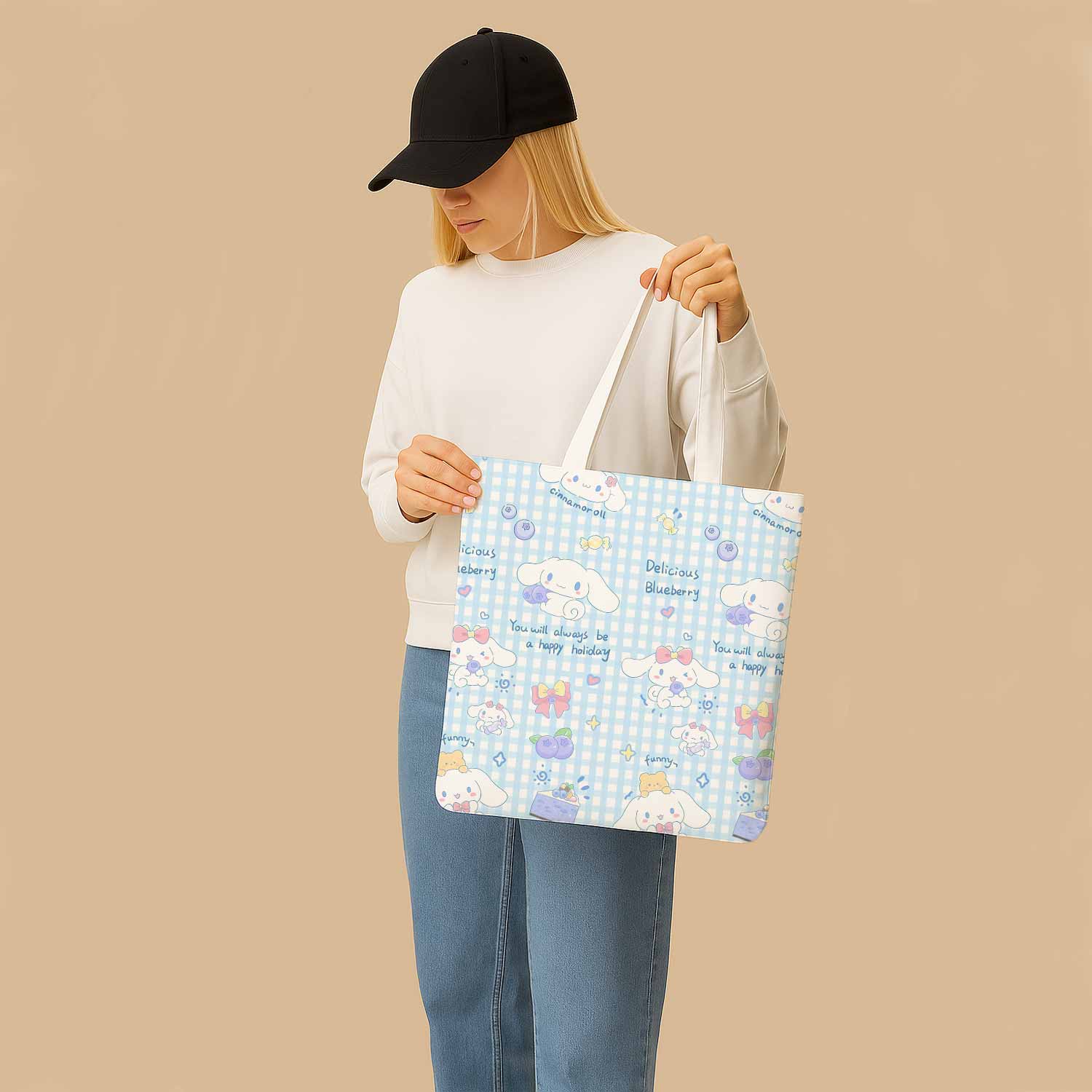 Cinnamoroll Blueberry Canvas Bag with Shoulder Strap
