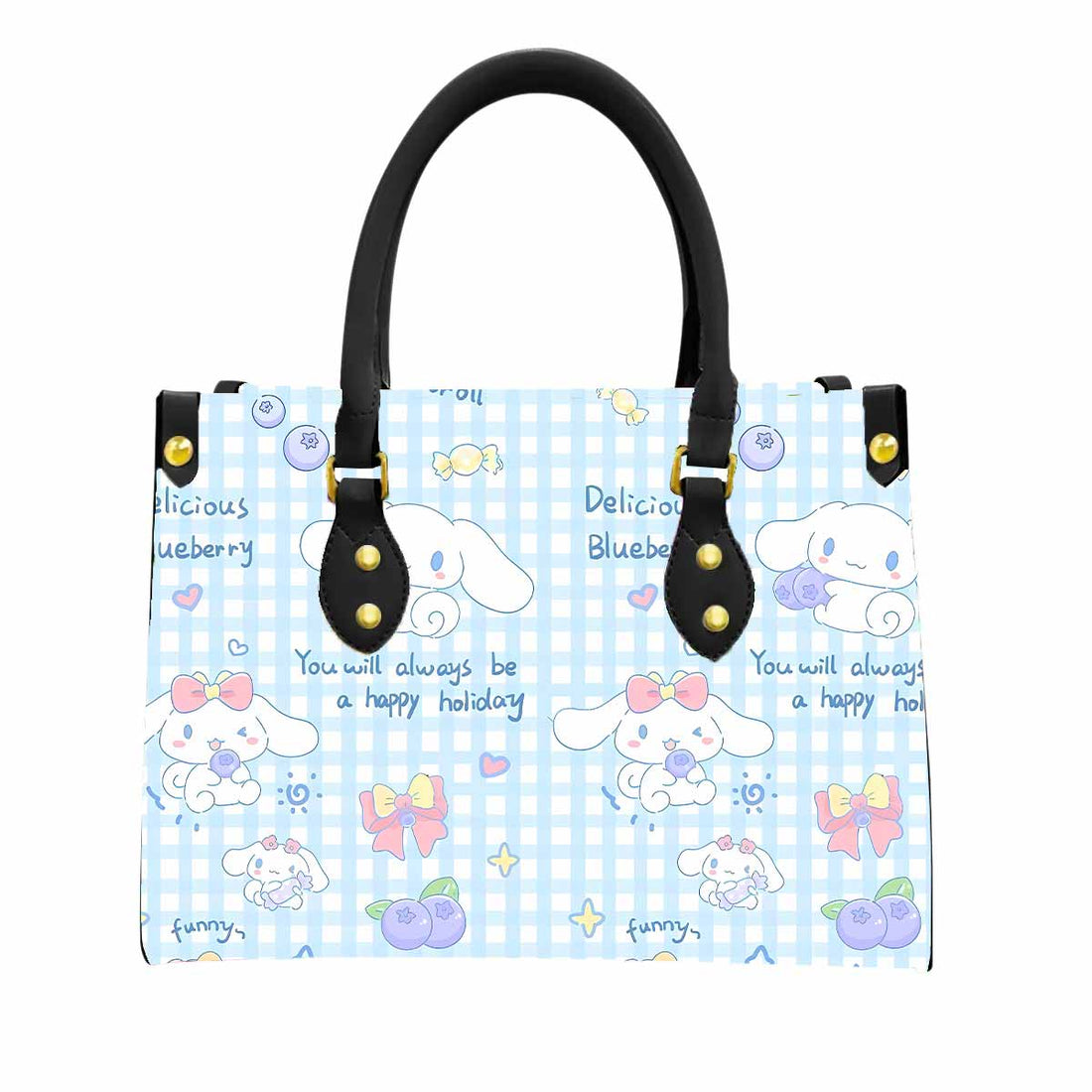 Cinnamoroll Blueberry Women Tote Bag with Black Handles