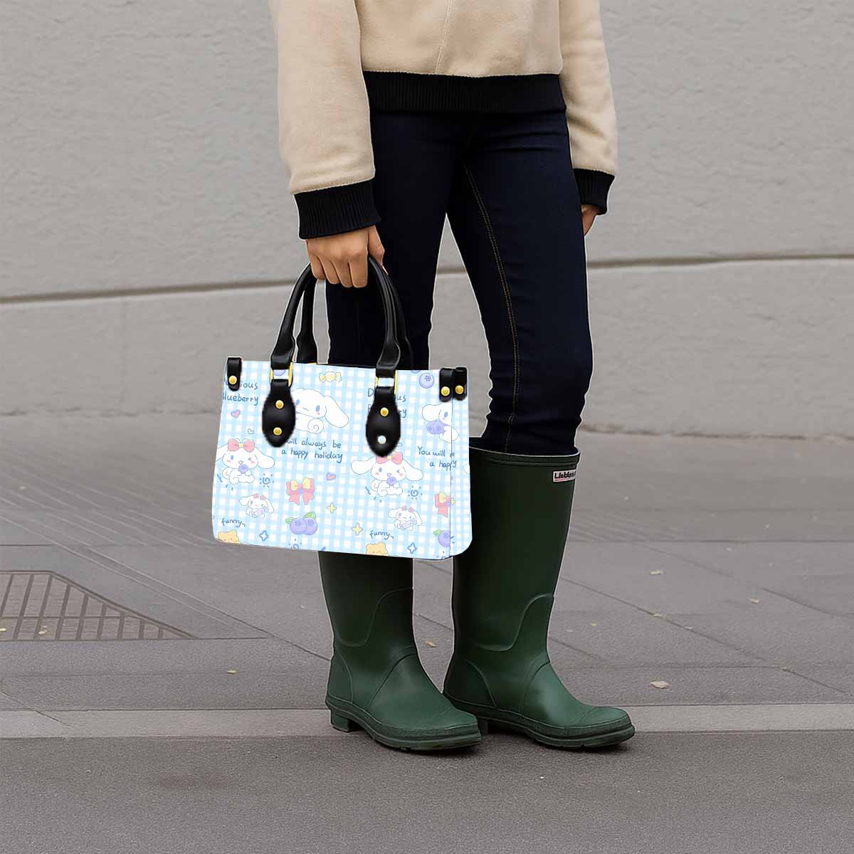 Cinnamoroll Blueberry Women Tote Bag with Black Handles