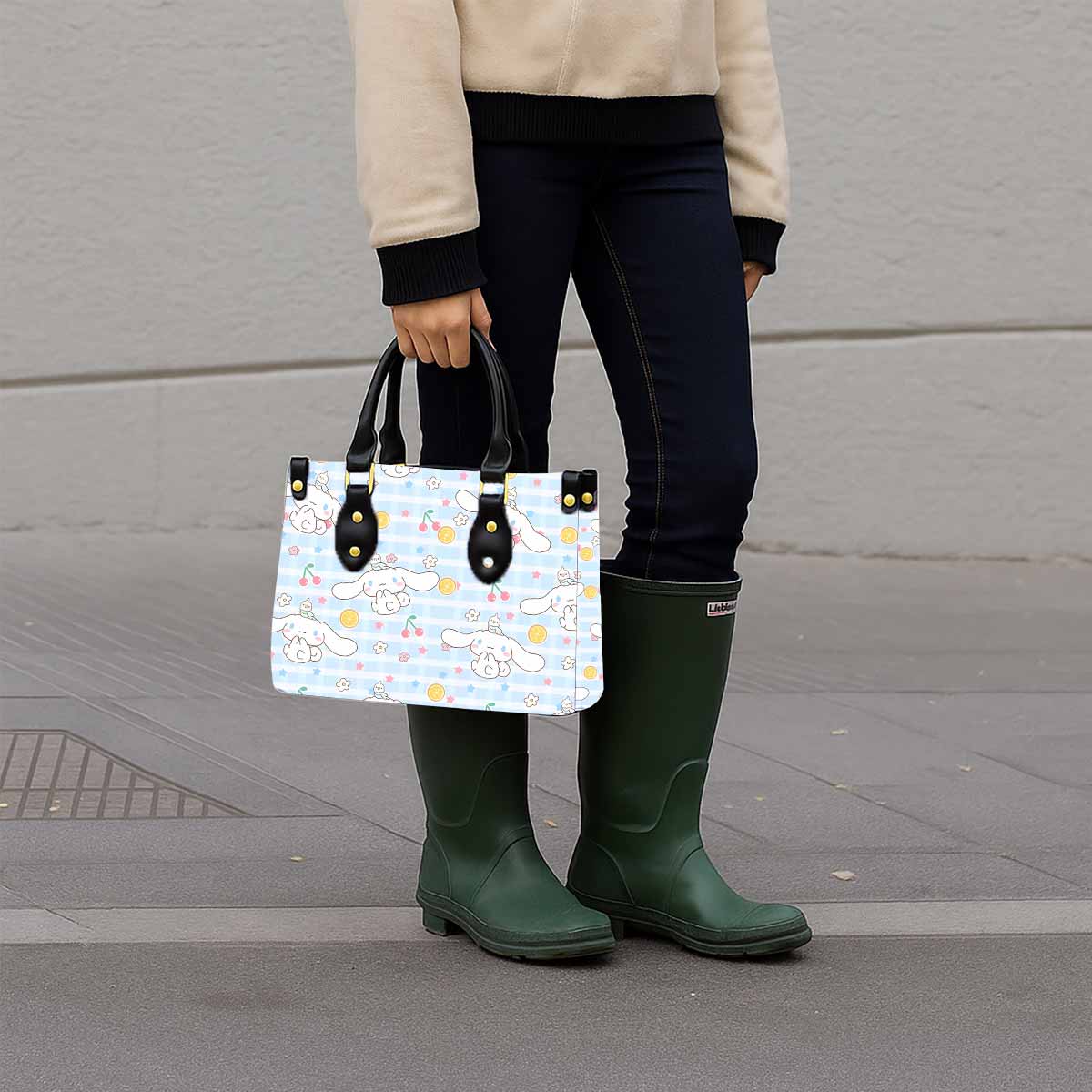 Cinnamoroll Cherry Women Tote Bag with Black Handles