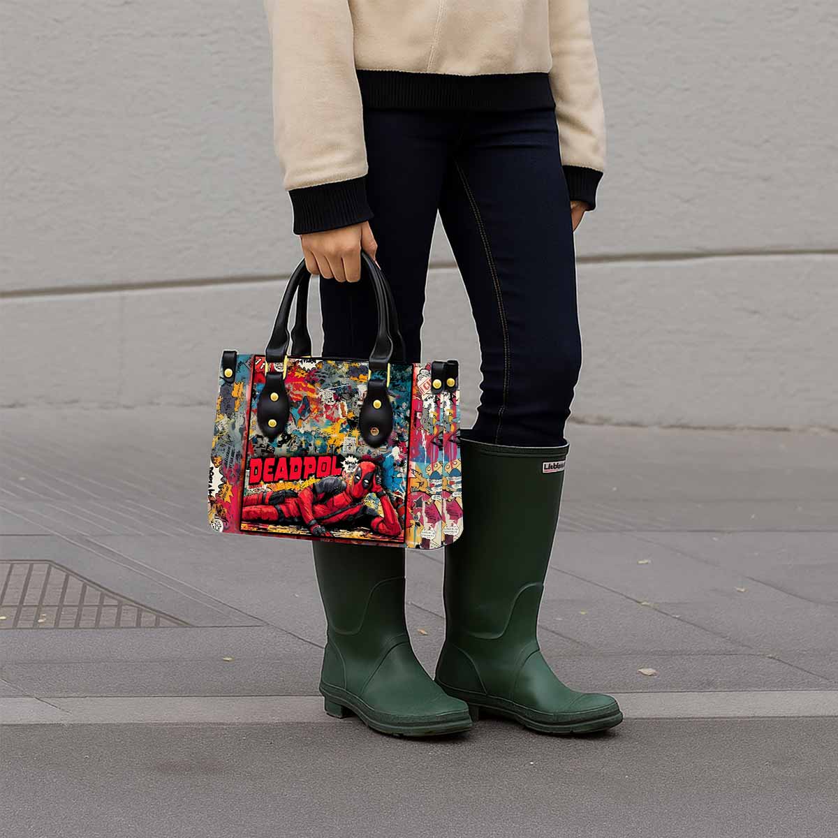 Deadpool Women Tote Bag with Black Handles