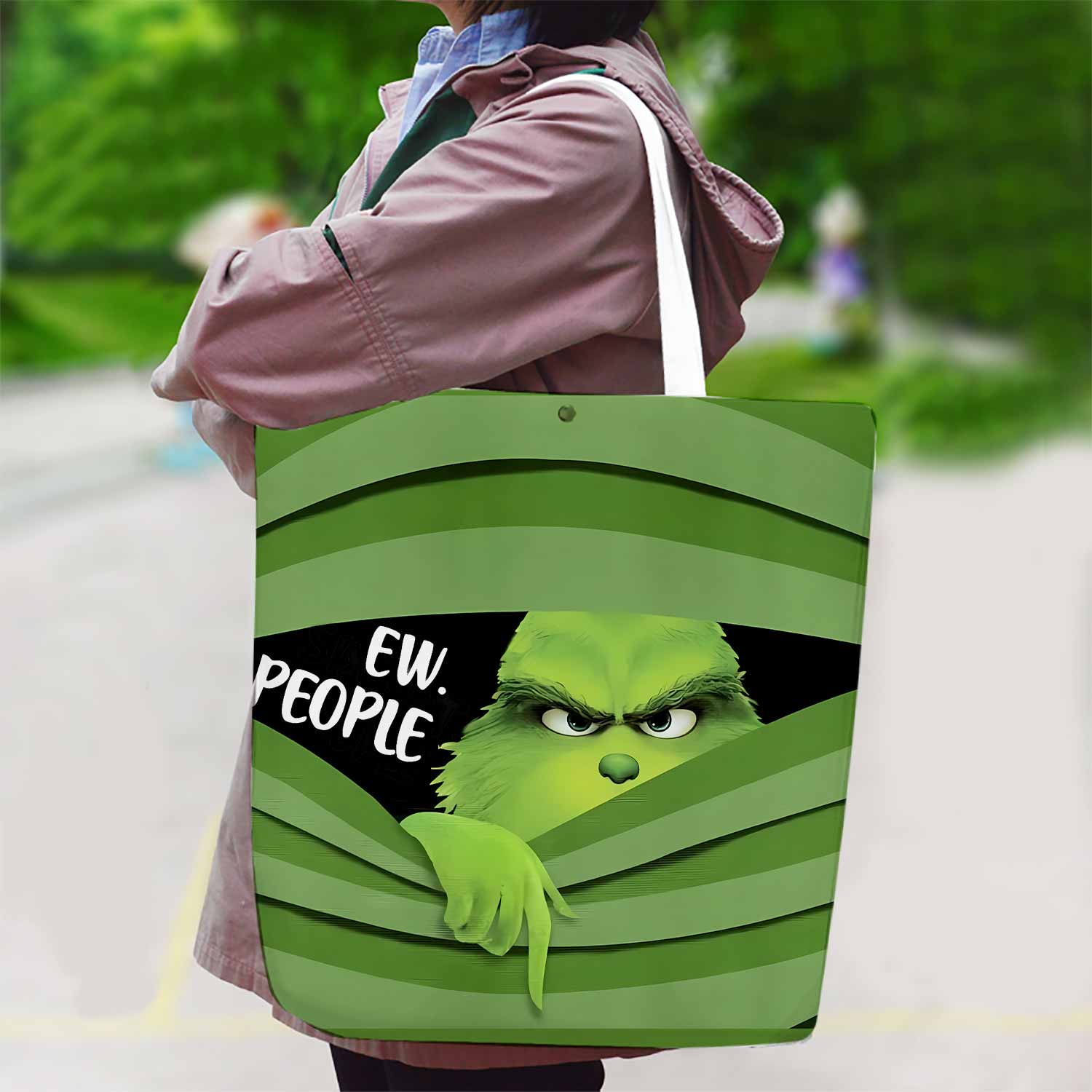 Ew People Grinch Canvas Bag with Shoulder Strap