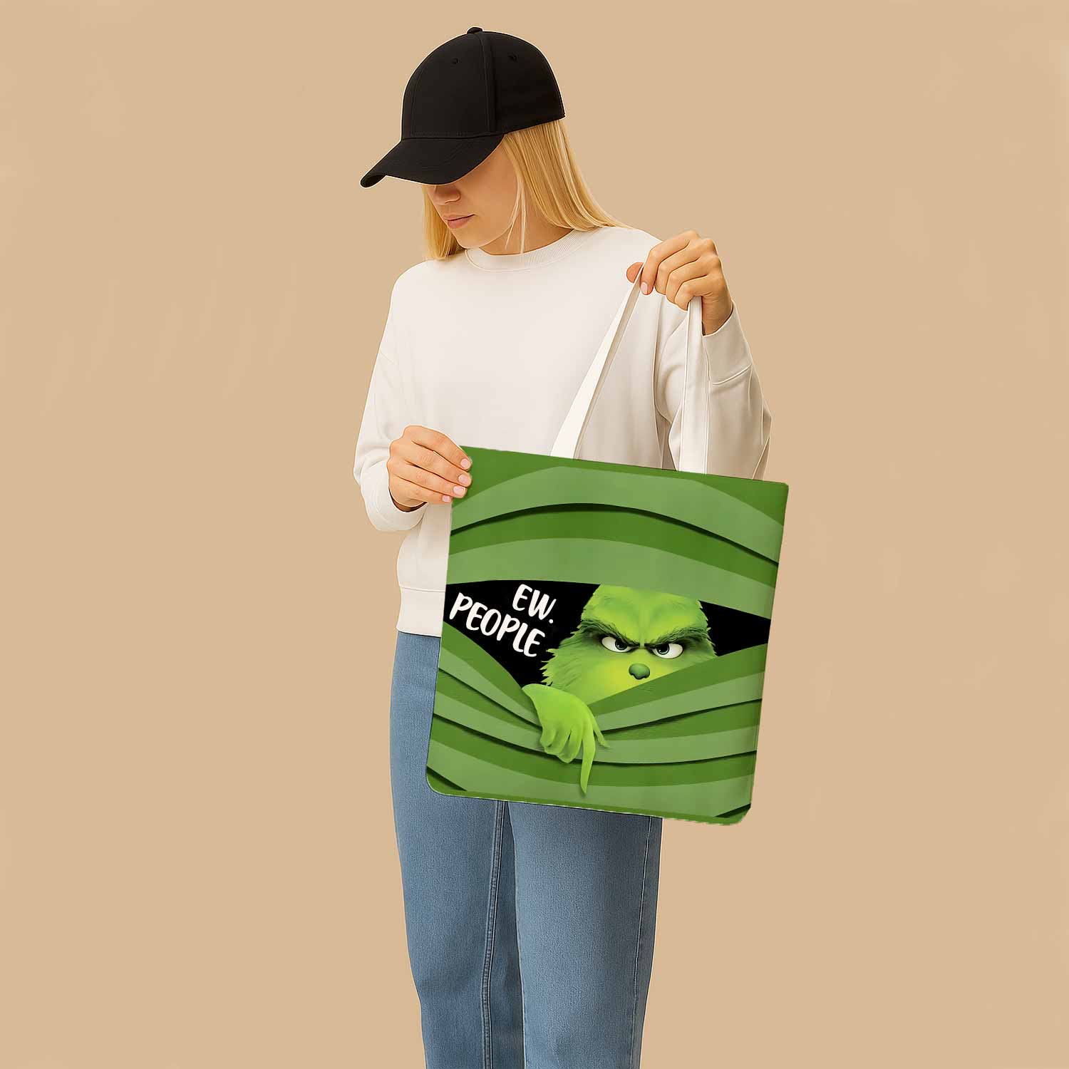 Ew People Grinch Canvas Bag with Shoulder Strap