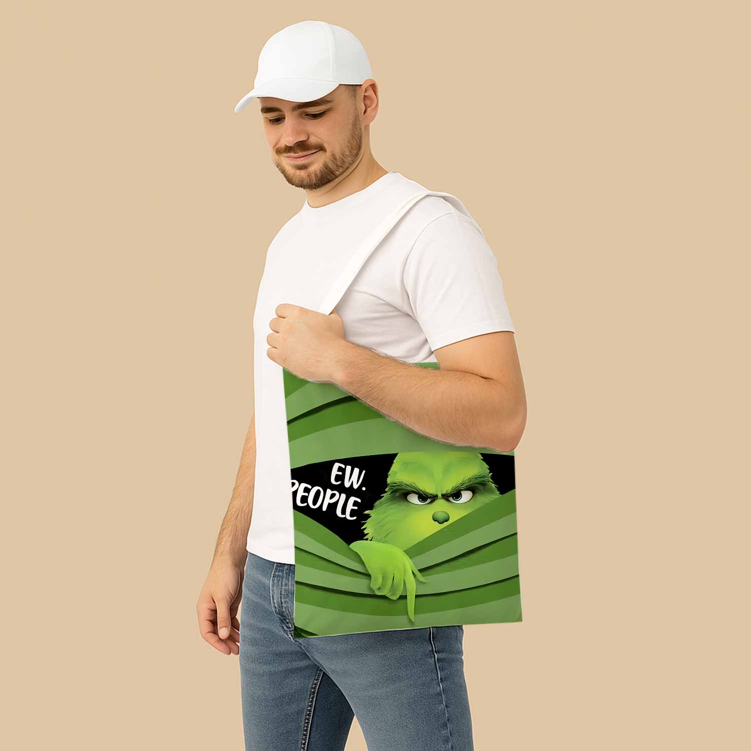 Ew People Grinch Canvas Bag with Shoulder Strap