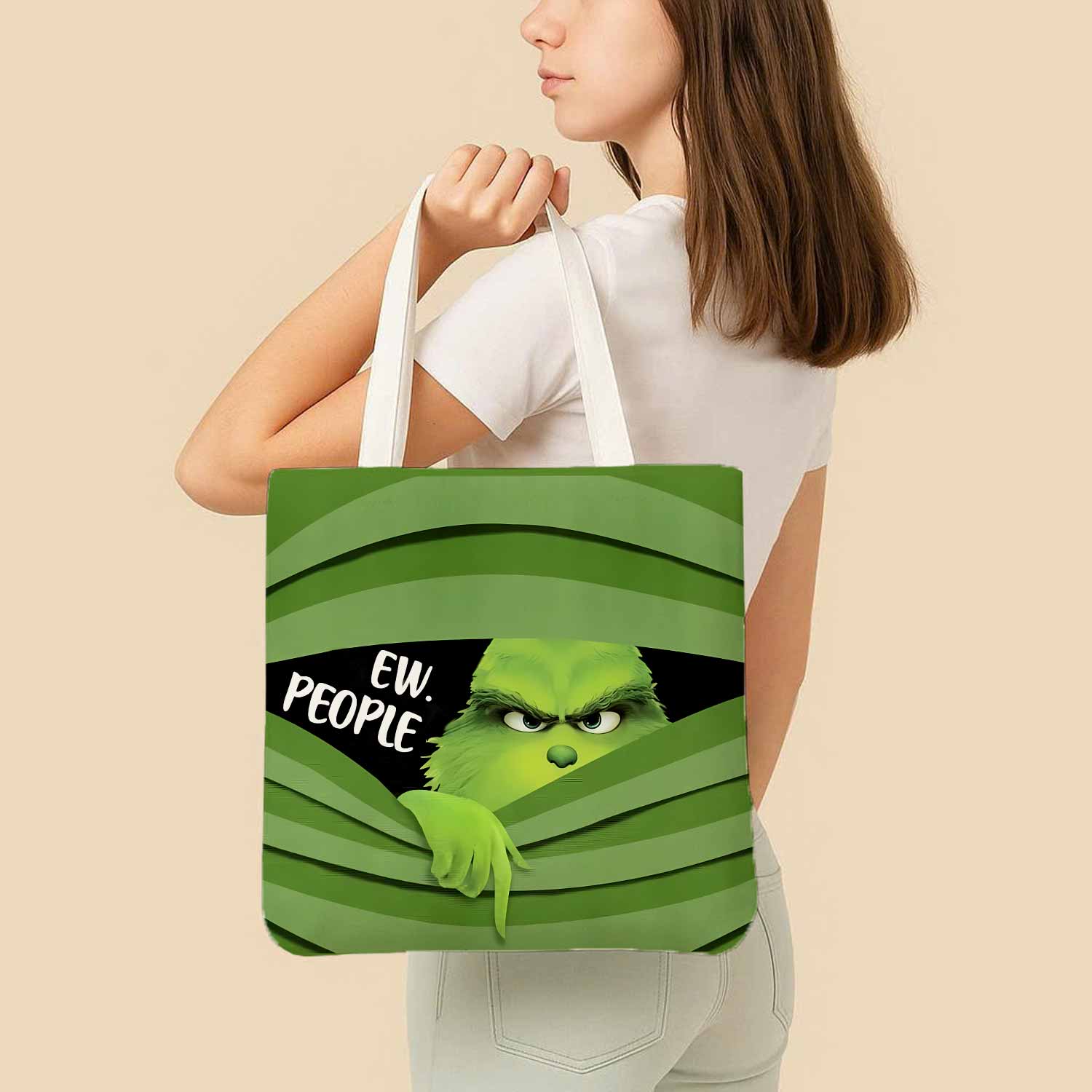 Ew People Grinch Canvas Bag with Shoulder Strap