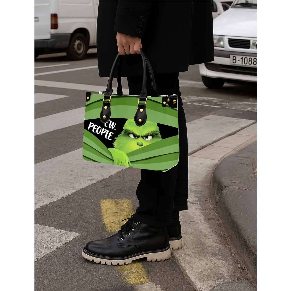 Ew People Grinch Women Tote Bag with Black Handles