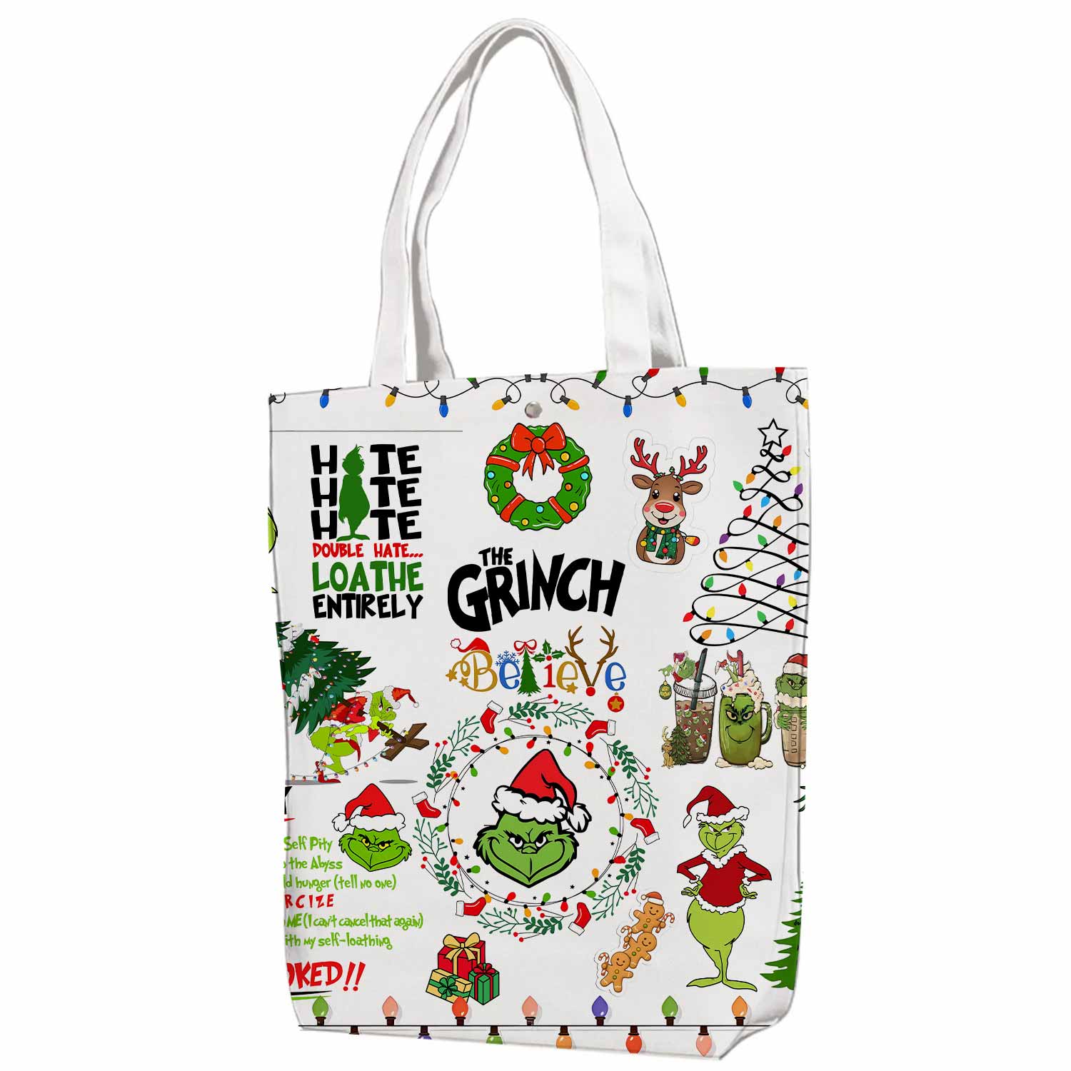 Grinch Hate Loathe Entirely Canvas Bag with Shoulder Strap