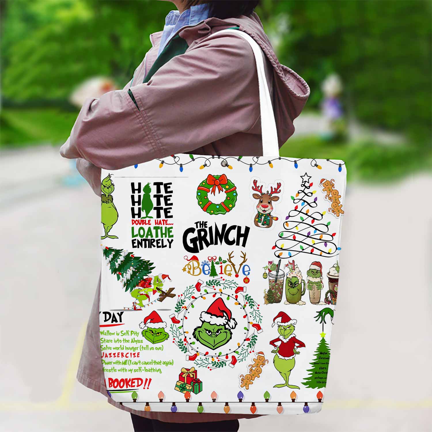 Grinch Hate Loathe Entirely Canvas Bag with Shoulder Strap