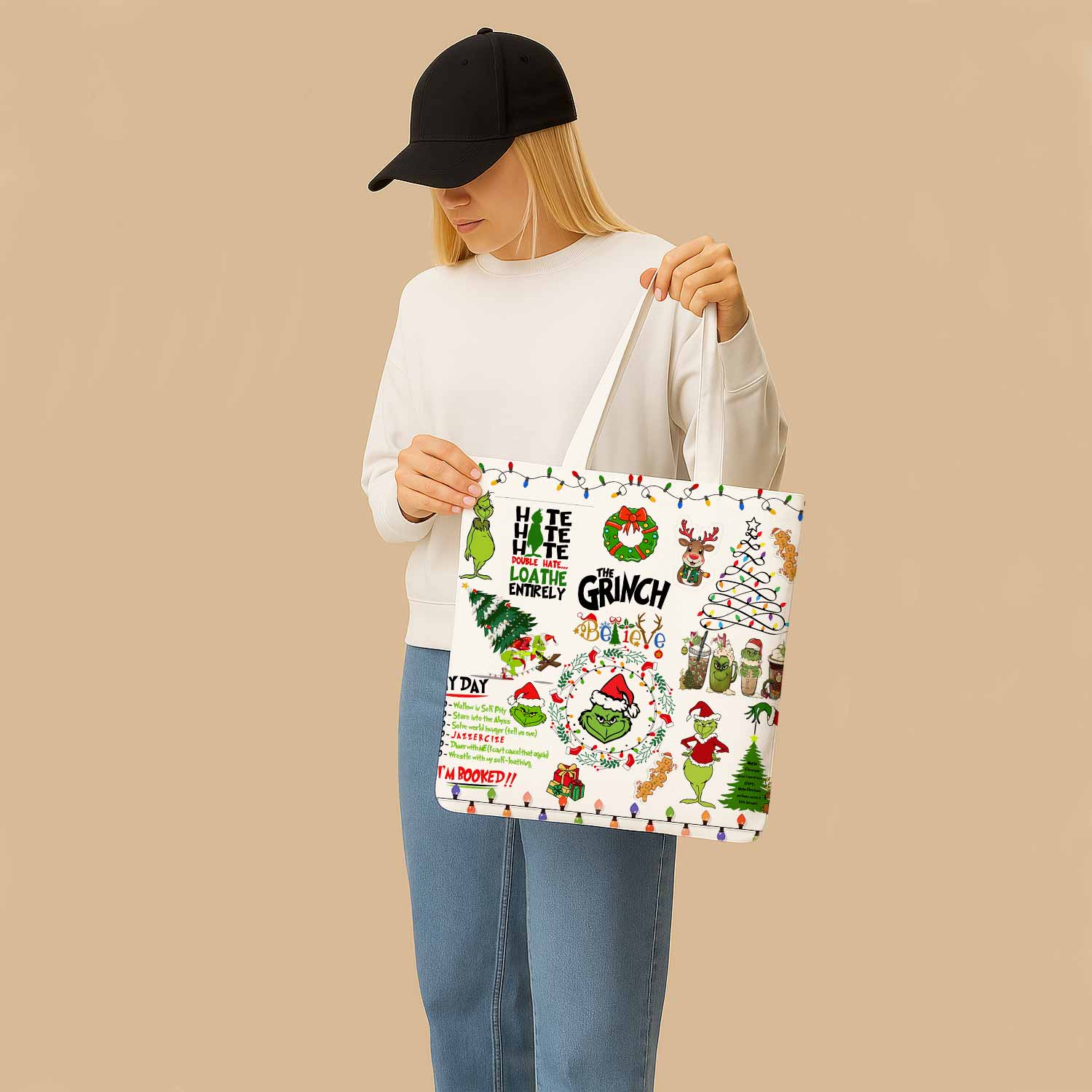 Grinch Hate Loathe Entirely Canvas Bag with Shoulder Strap