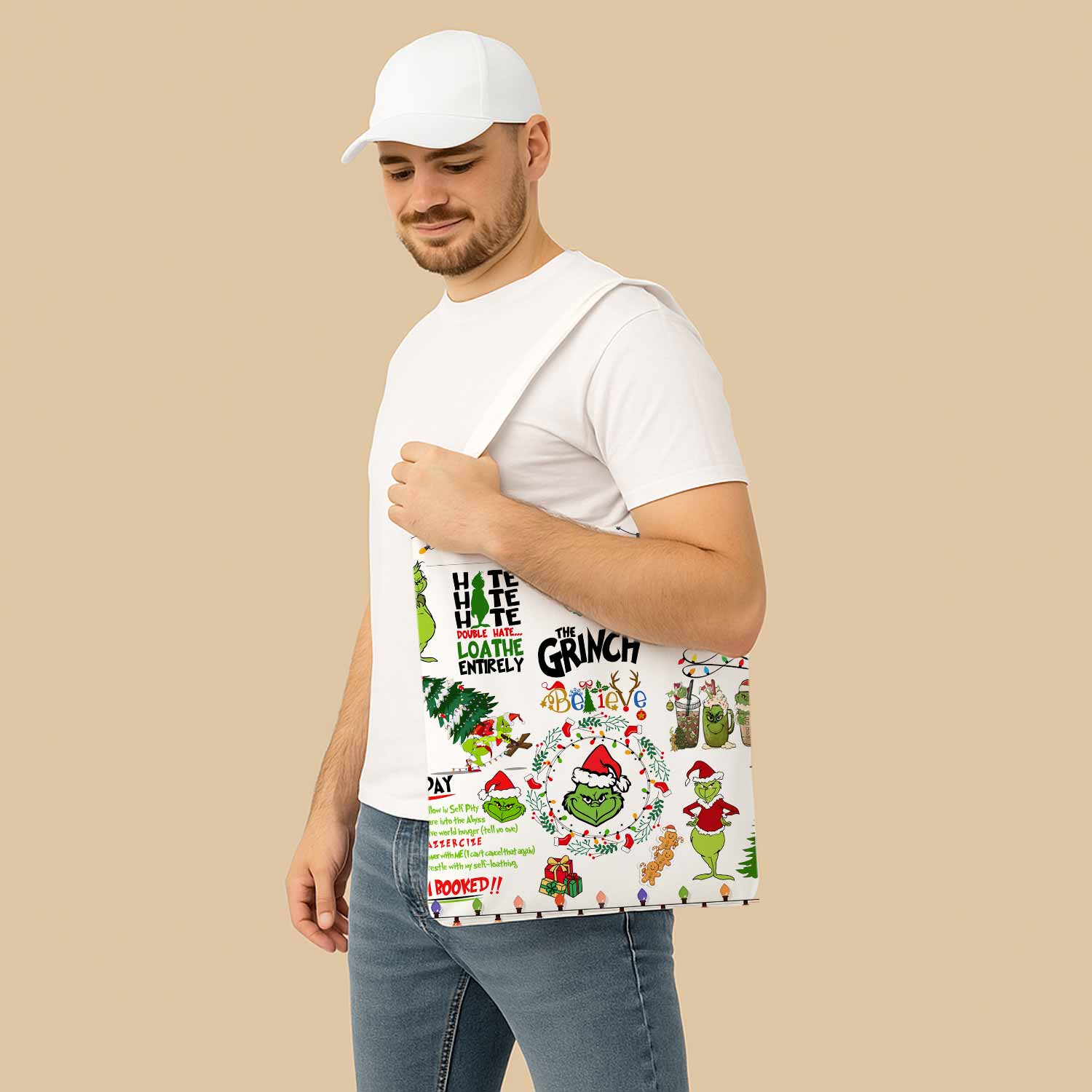 Grinch Hate Loathe Entirely Canvas Bag with Shoulder Strap