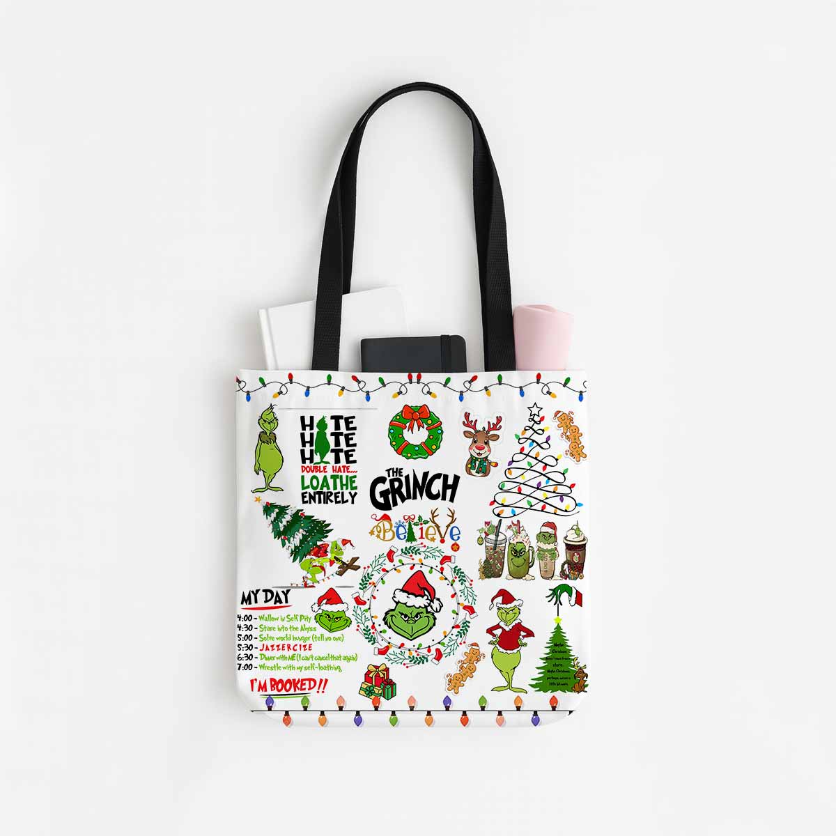 Grinch Hate Loathe Entirely Canvas Tote Bag