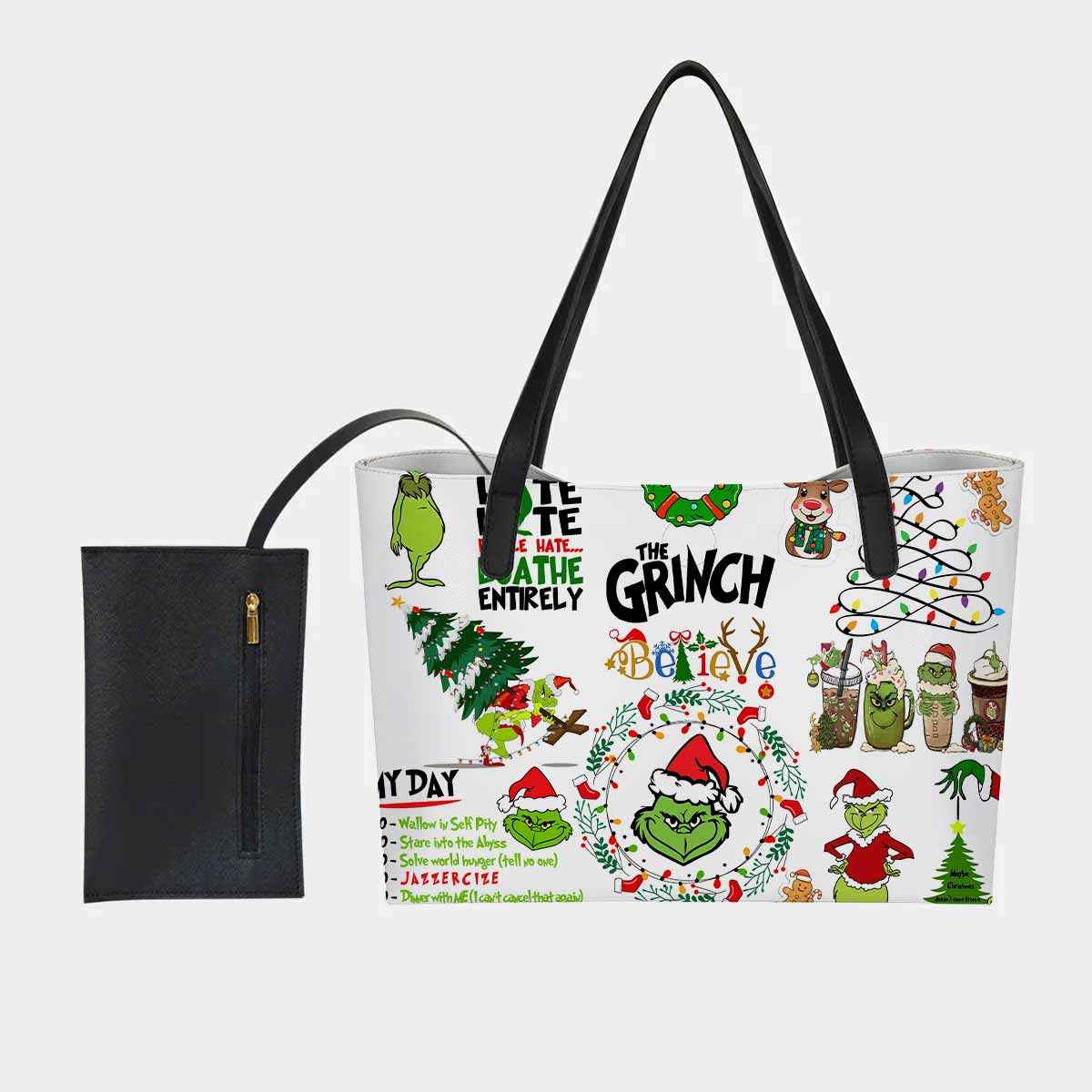 Grinch Hate Loathe Entirely Hand Bag and Mini Purse Set