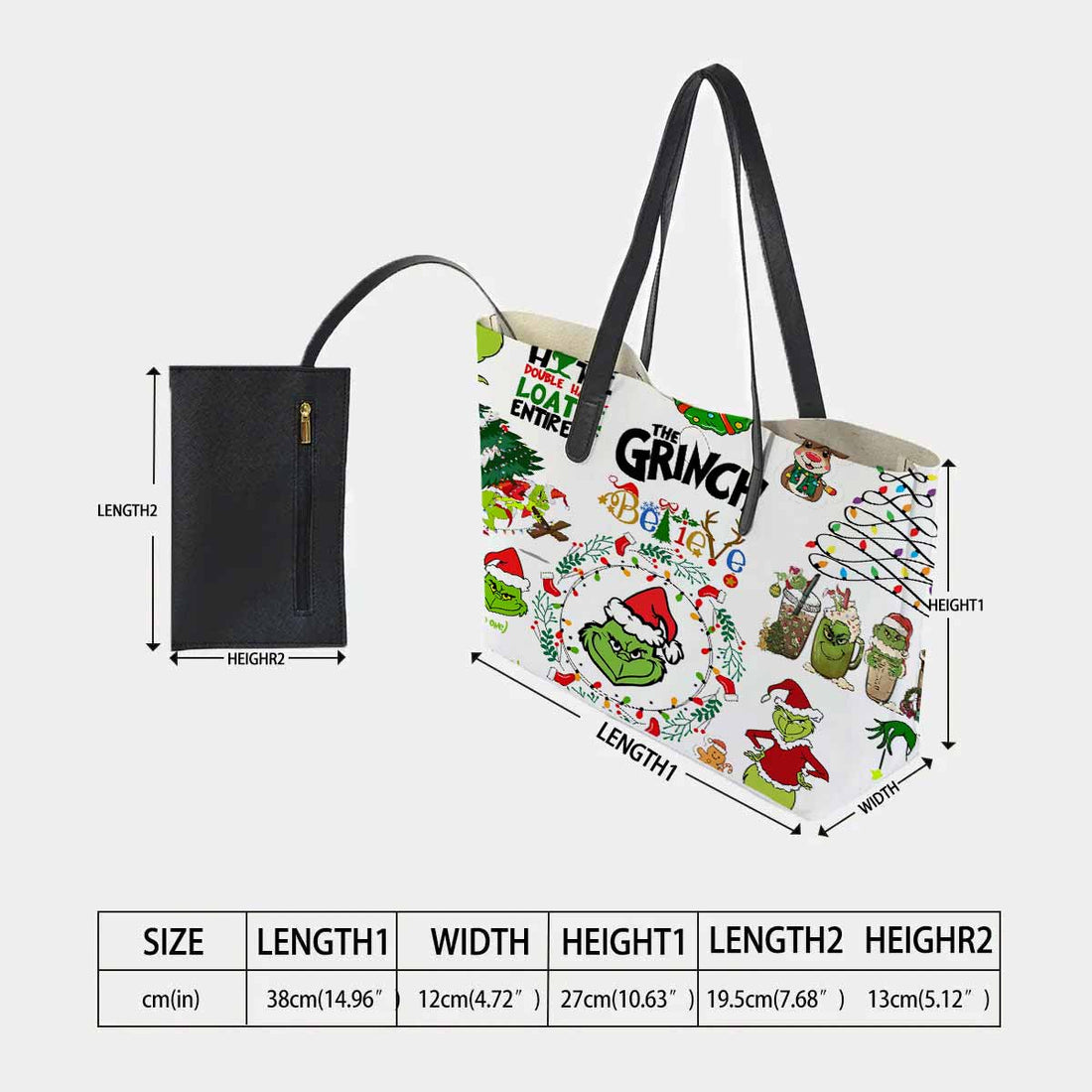 Grinch Hate Loathe Entirely Hand Bag and Mini Purse Set