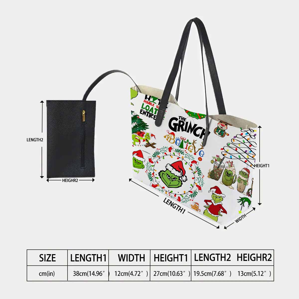 Grinch Hate Loathe Entirely Hand Bag and Mini Purse Set