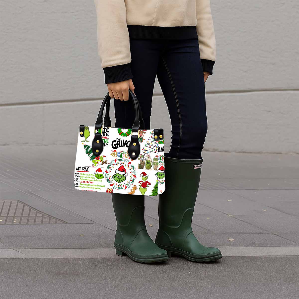 Grinch Hate Loathe Entirely Women Tote Bag with Black Handles