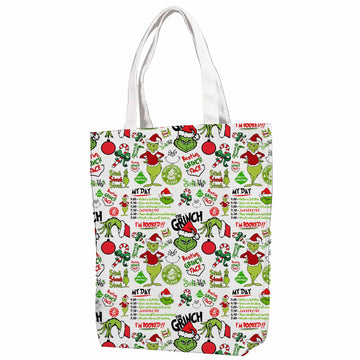 Grinch My Day I'm Booked Canvas Bag with Shoulder Strap