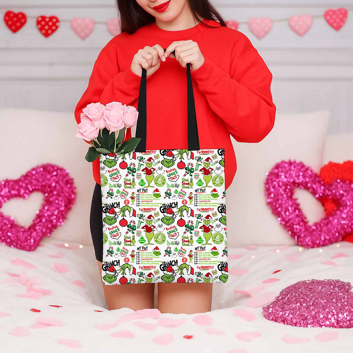 Grinch My Day I'm Booked Canvas Tote Bag