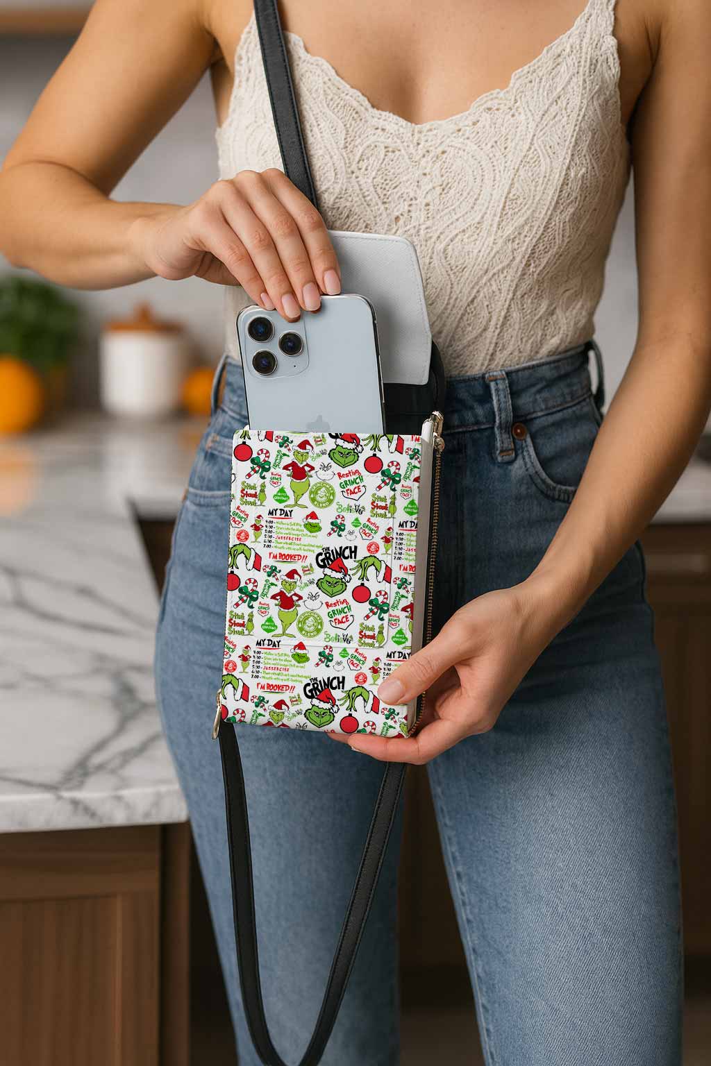 Grinch My Day I'm Booked Mobile Phone Chest Bag