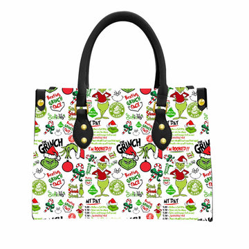 Grinch My Day I'm Booked Women Tote Bag with Black Handles