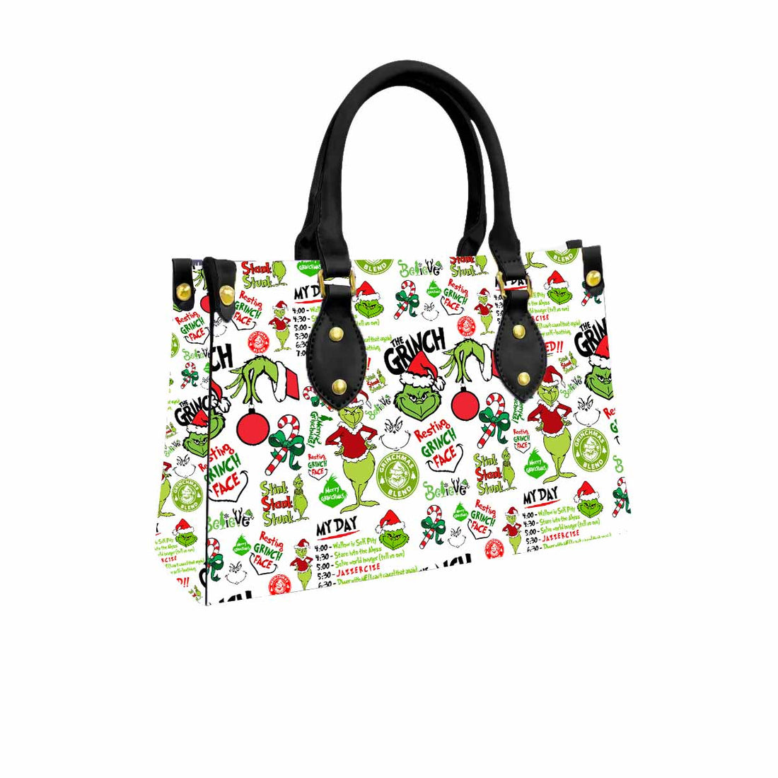 Grinch My Day I'm Booked Women Tote Bag with Black Handles