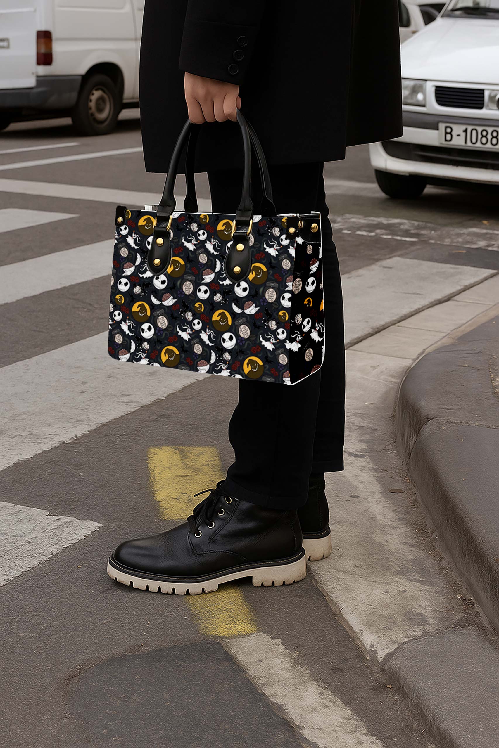 Jack Skellington & Oogie Boogie Women Tote Bag with Black Handles - Image 5