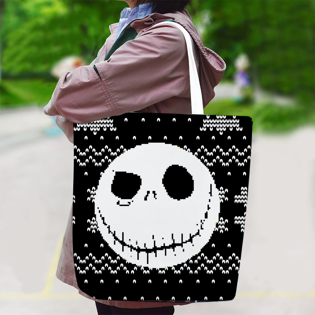 Jack Skellington Pumpkin Face Canvas Bag with Shoulder Strap