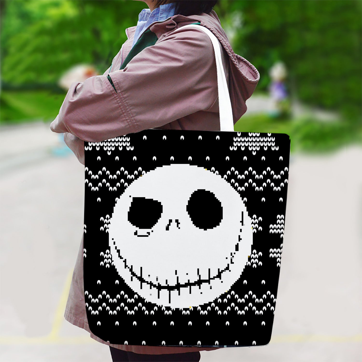 Jack Skellington Pumpkin Face Canvas Bag with Shoulder Strap