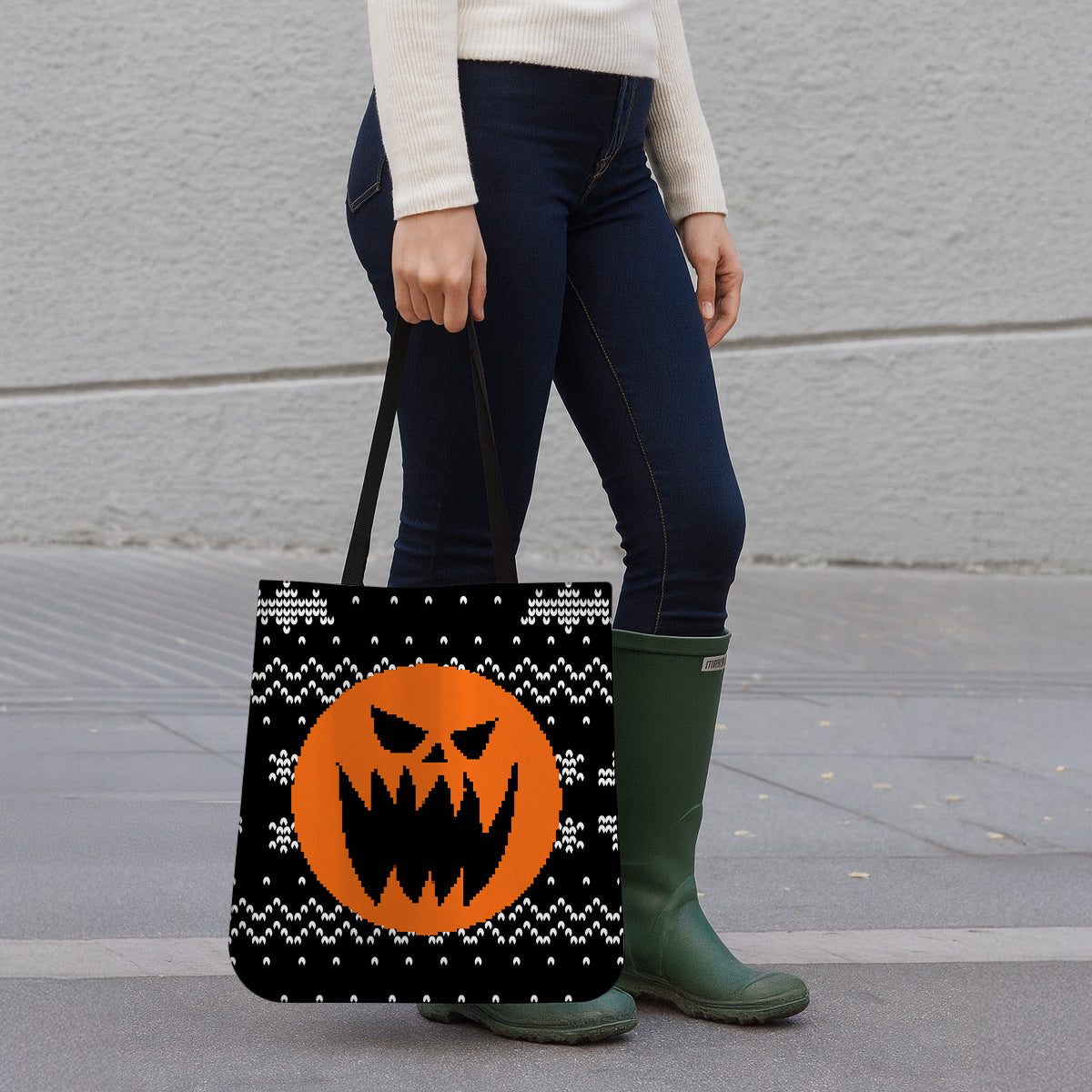 Jack Skellington Pumpkin Face Canvas Tote Bag